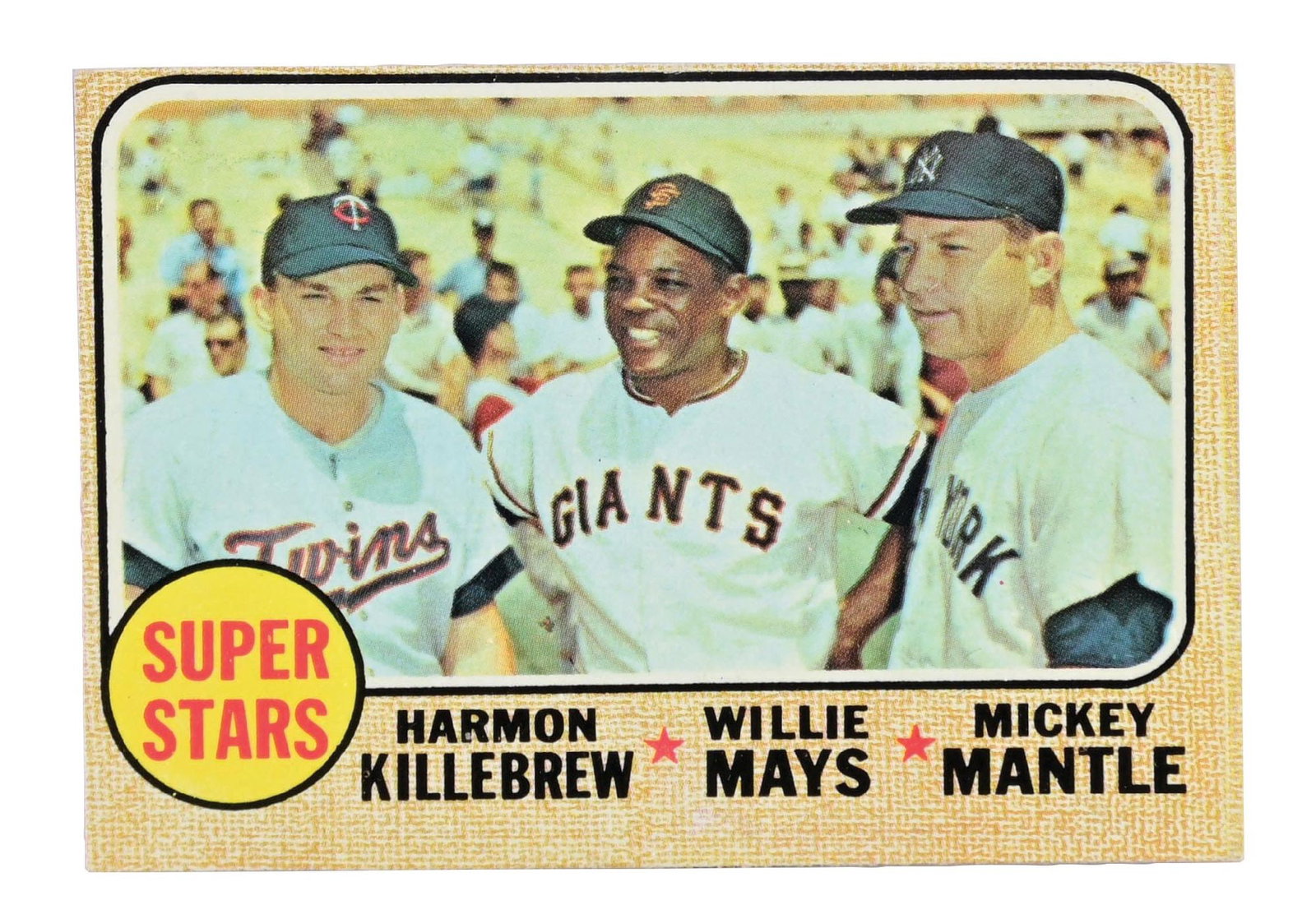 1968 TOPPS SUPERSTARS CARD: From 50 year collection. Has not been sent in for grading. Condition: Dimensions: Case: 3" x 4".
