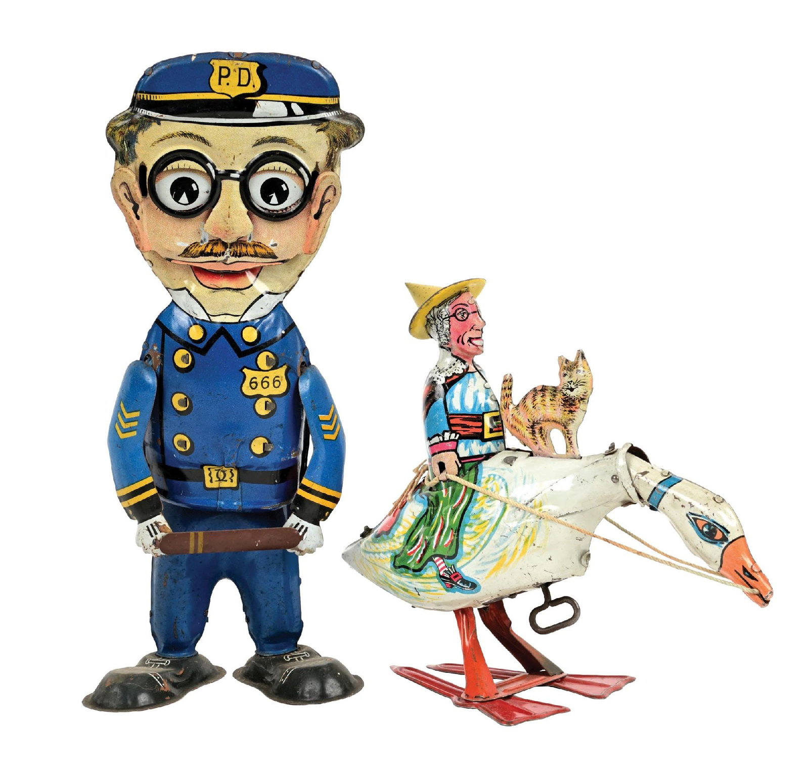 LOT OF 2: EARLY PRE-WAR MARX TIN LITHO WIND-UP CHARACTER TOYS (1 of 4)