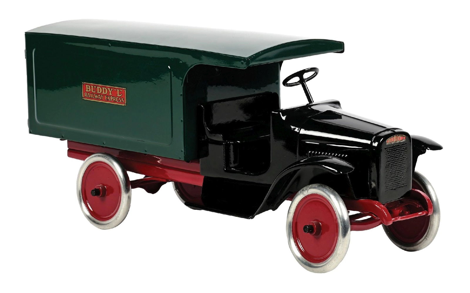 PRE-WAR PRESSED STEEL BUDDY "L" RAILWAY EXPRESS TRUCK (1 of 3)