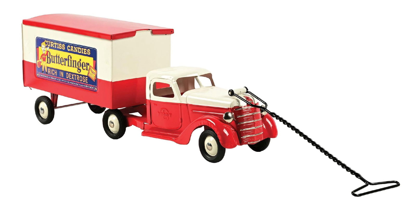 PRE-WAR PRESSED STEEL BUDDY "L" CURTISS CANDIES DELIVERY TRUCK W/ RIDE-ON HANDLE (1 of 3)