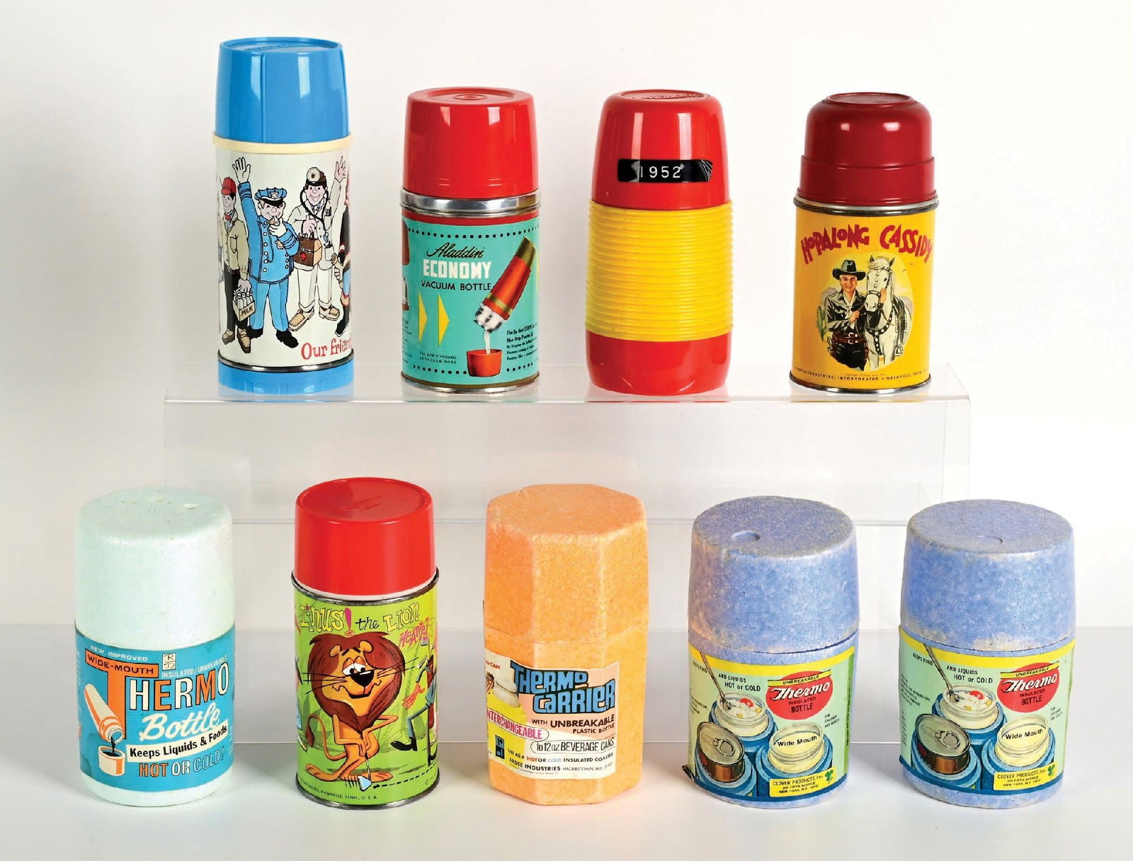 LOT OF 9: 4 ALADDIN THERMOSES, 2 ARDEE THERMOSES, 2 CLOVER THERMOSES & 1 UNIVERSAL THERMOS (1 of 4)