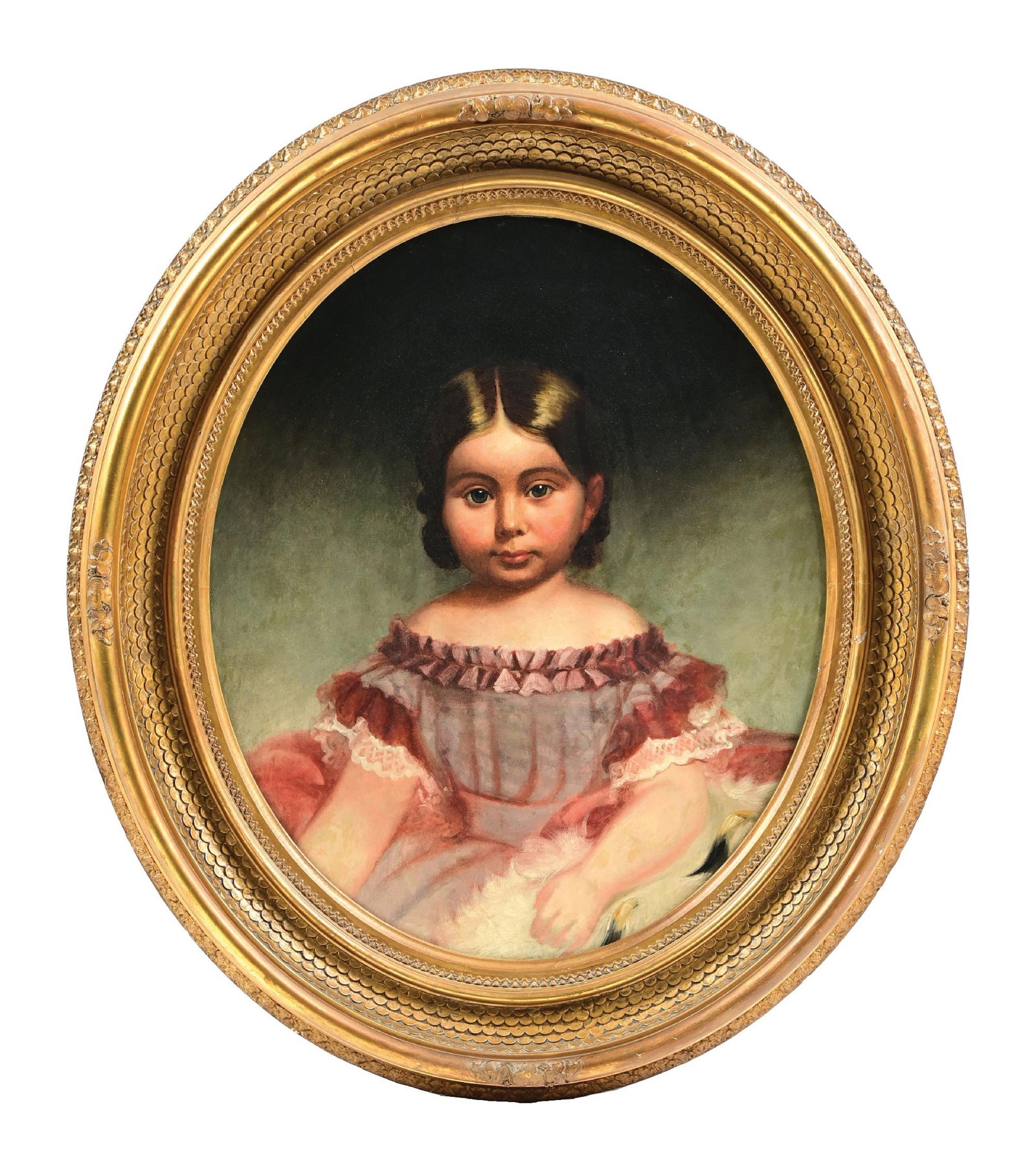 OIL PORTRAIT OF YOUNG GIRL IN OVAL FRAME (1 of 3)