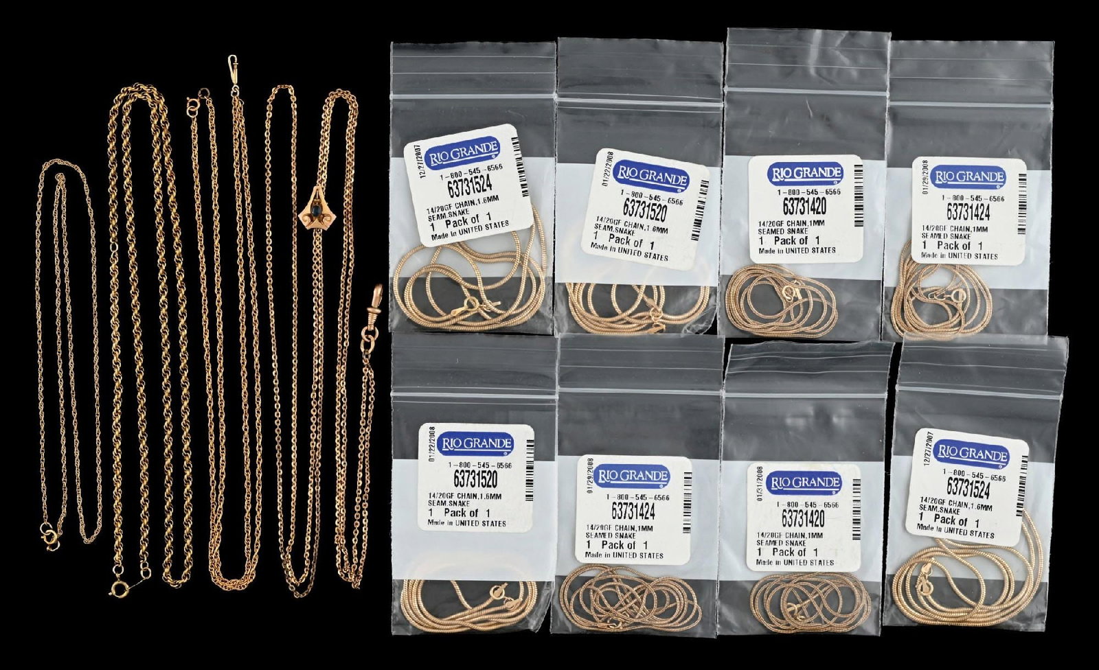 LOT OF 12: GOLD-FILLED PENDANT CHAINS (1 of 1)