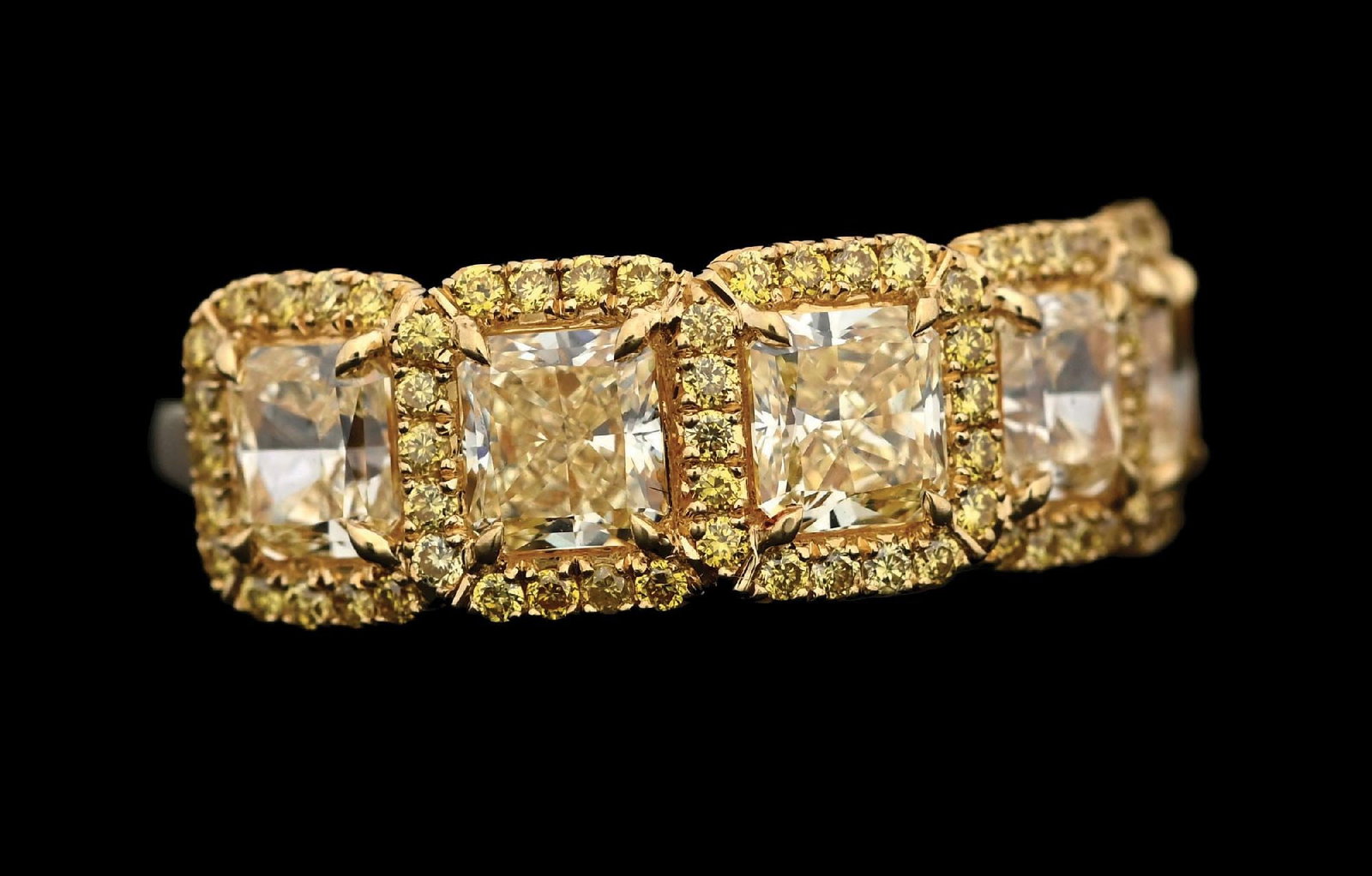 18K GOLD FANCY YELLOW RADIANT CUT DIAMOND RING (1 of 5)