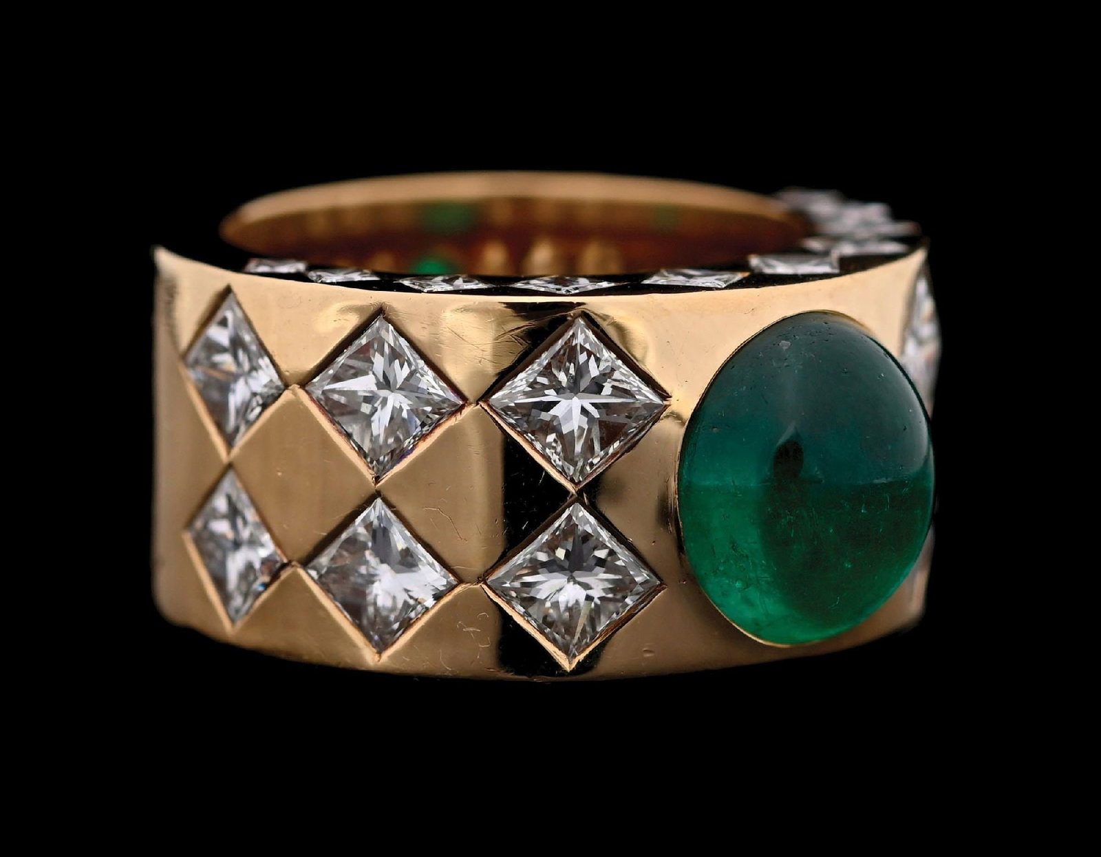 CHANEL 18K GOLD EMERALD & DIAMOND RING (1 of 7)