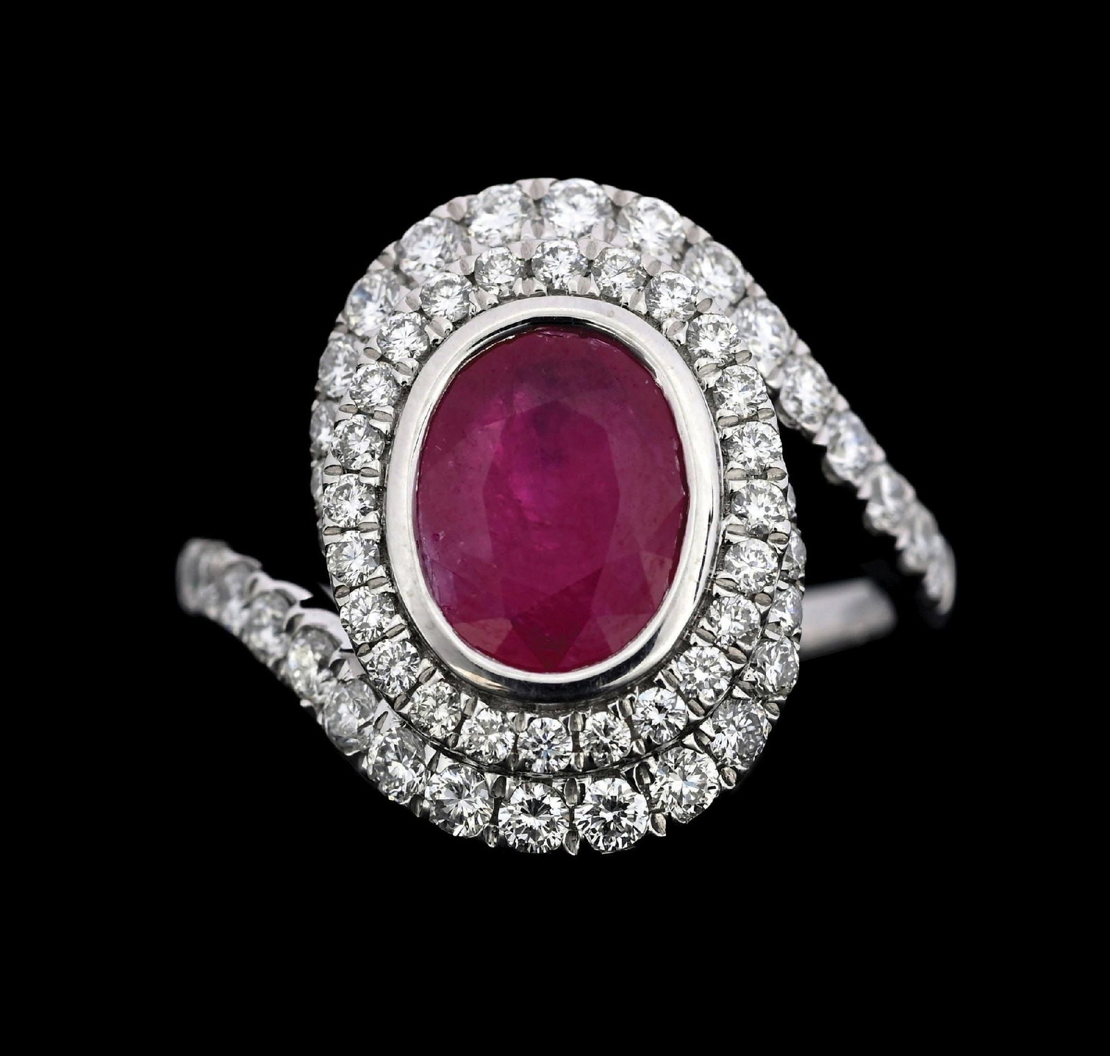 PLATINUM RUBY & DIAMOND RING W/GIA REPORT - 2