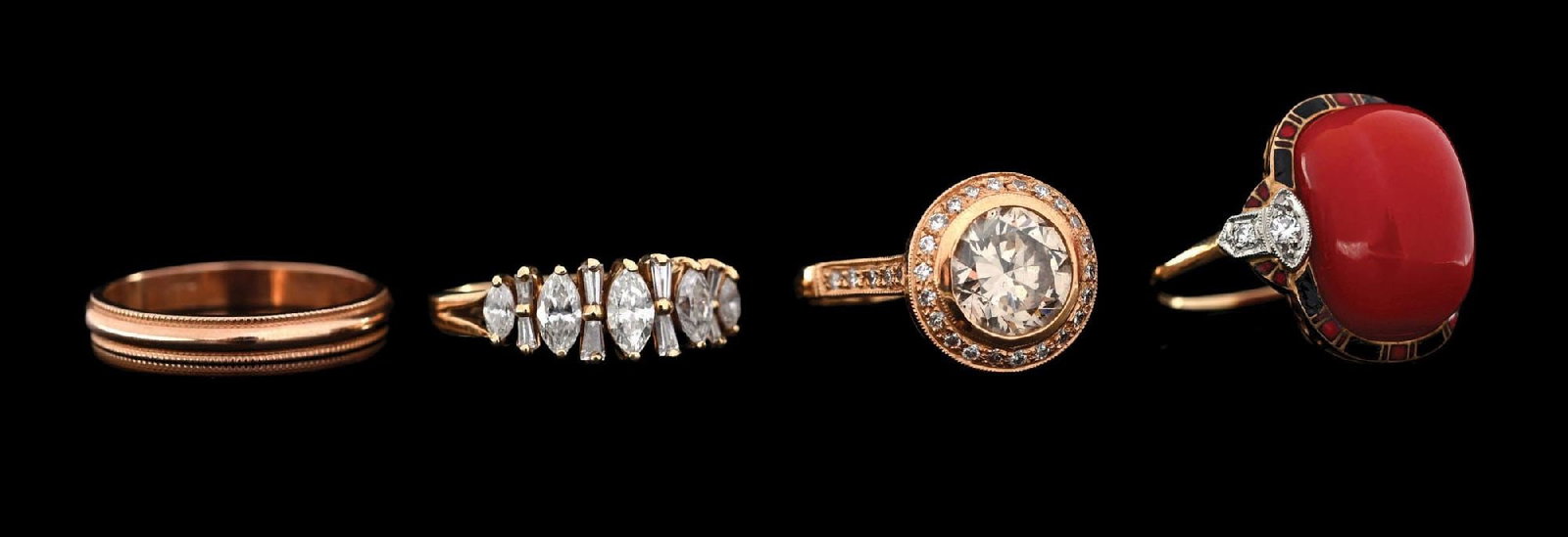 COLLECTION OF 4: LADIES' GOLD RINGS (1 of 3)