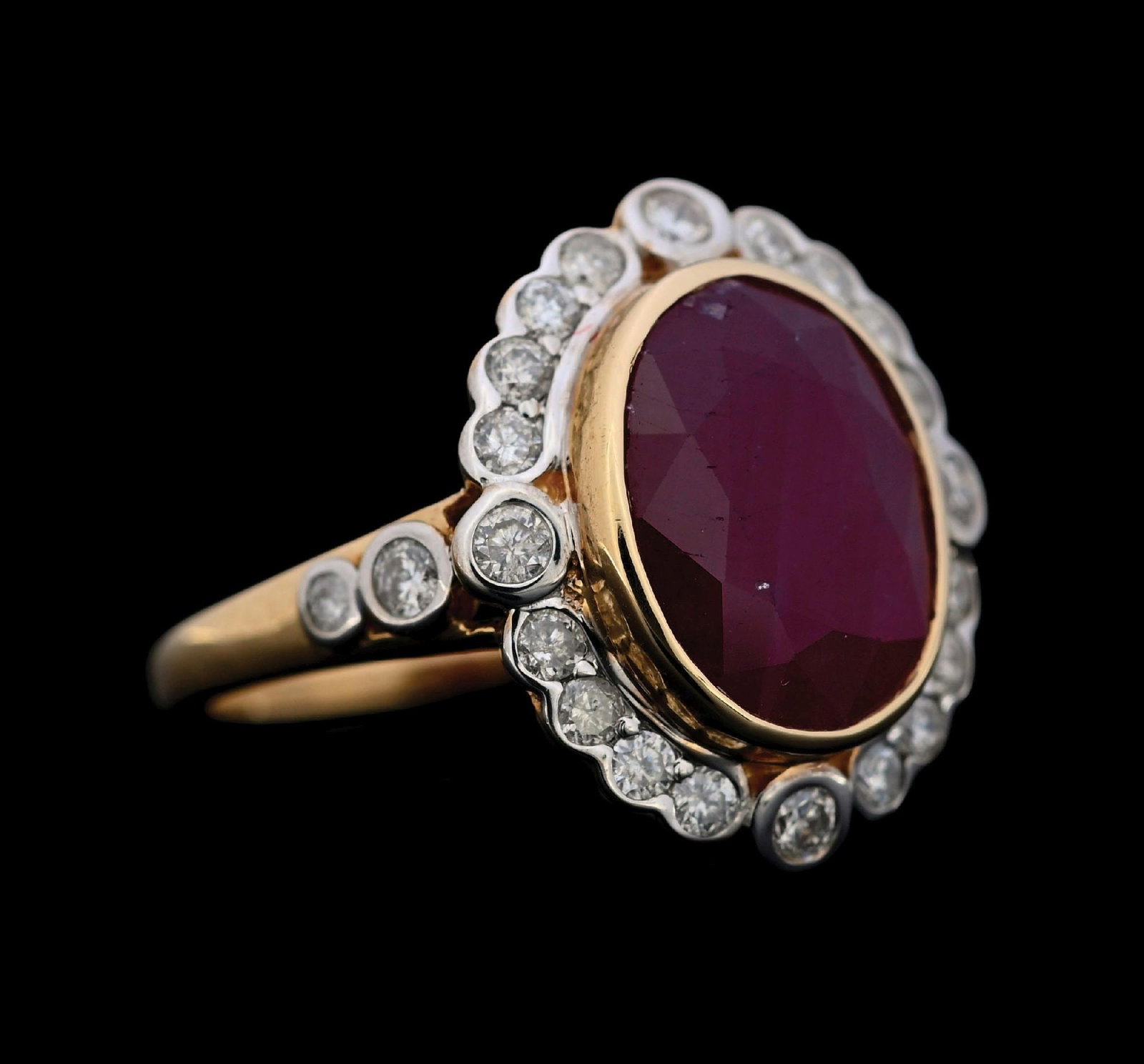 14K GOLD BURMESE RUBY & DIAMOND RING W/REPORT (1 of 6)