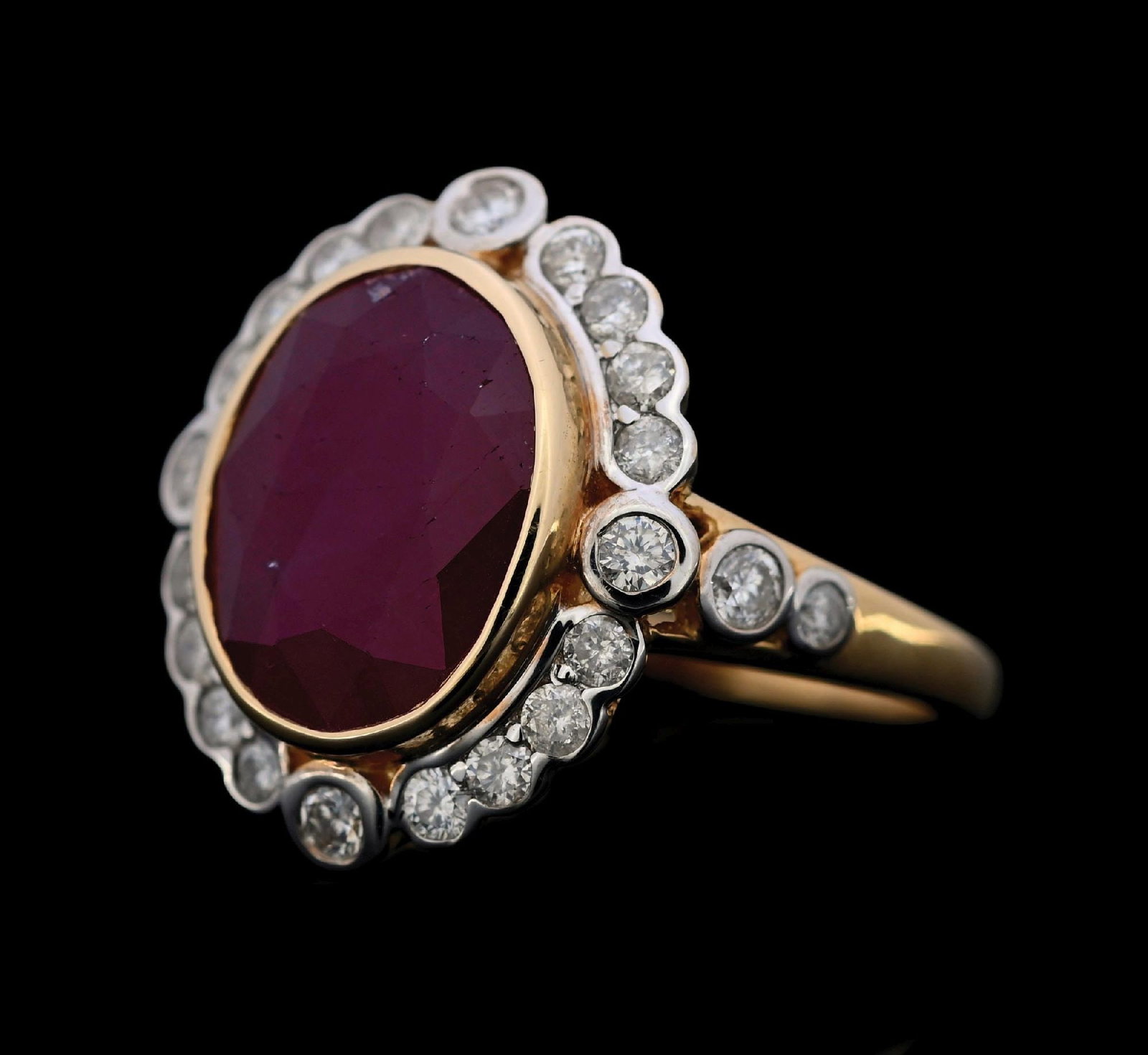 14K GOLD BURMESE RUBY & DIAMOND RING W/REPORT - 3