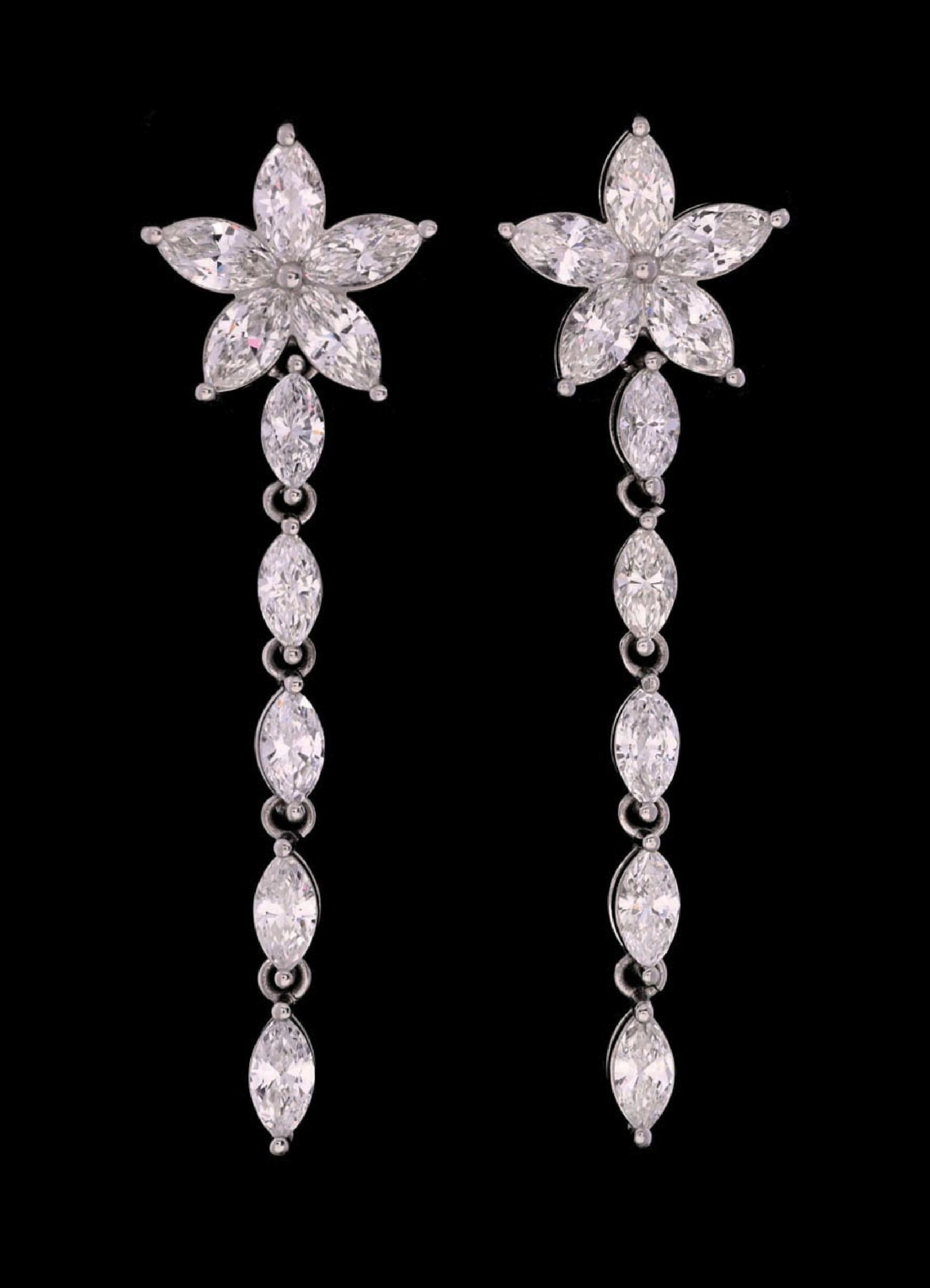 PLATINUM 6CT TW DIAMOND DROP EARRINGS (1 of 3)