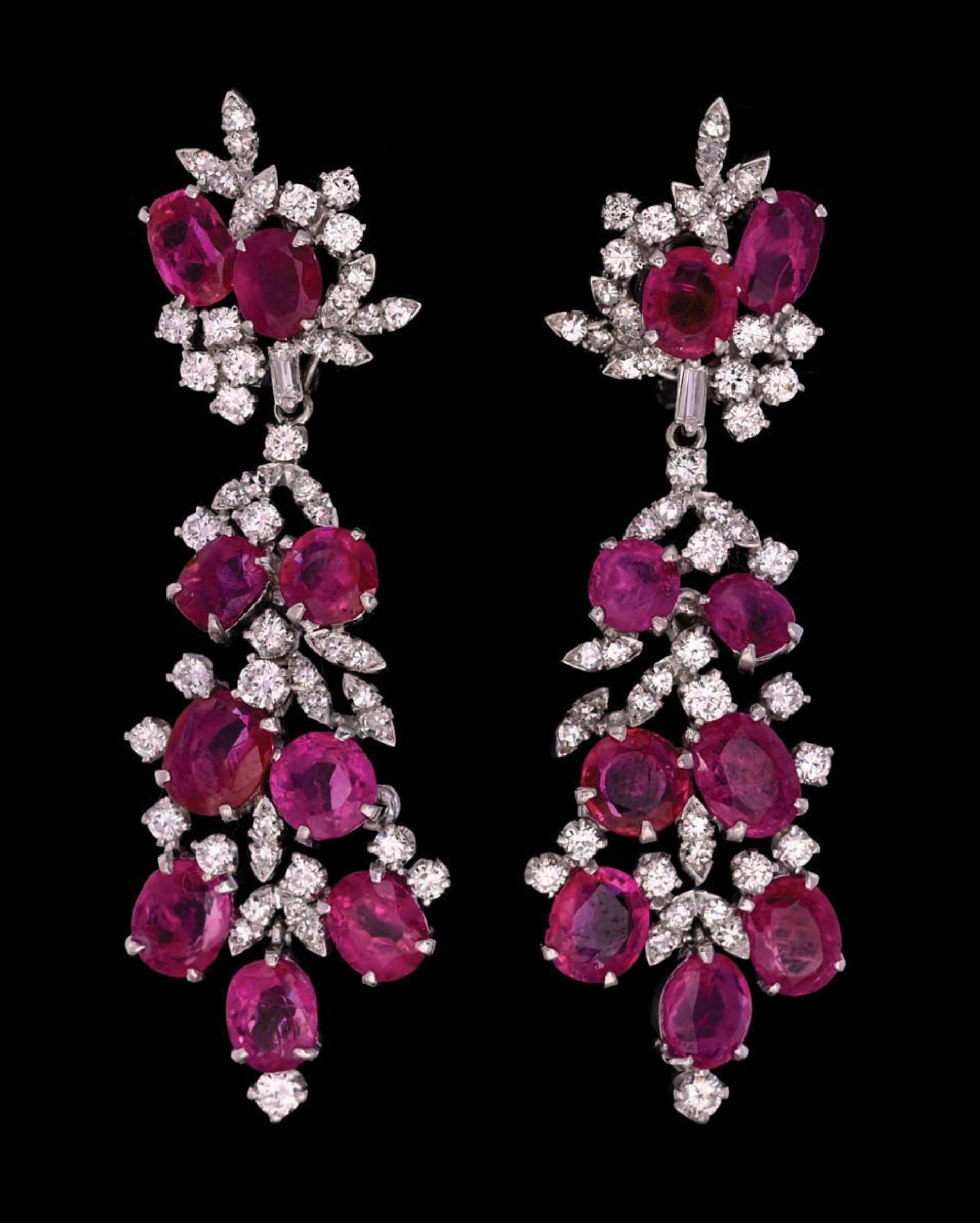 14K WHITE GOLD BURMESE RUBY & DIAMOND EARRINGS (1 of 3)