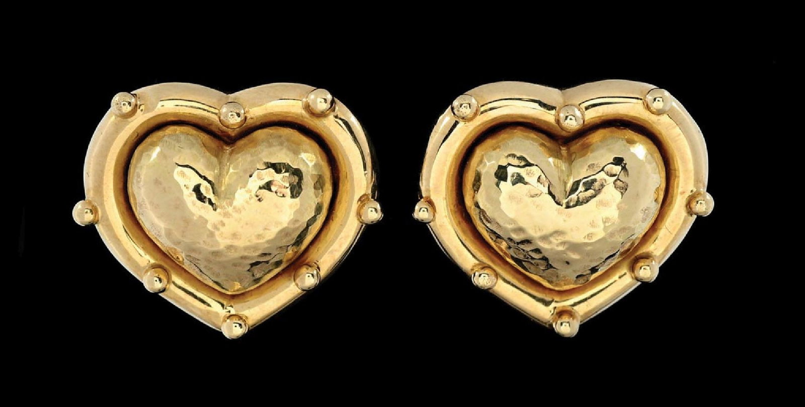 18K GOLD PALOMA PICASSO FOR TIFFANY & CO HEART EARRINGS W/BOX (1 of 4)