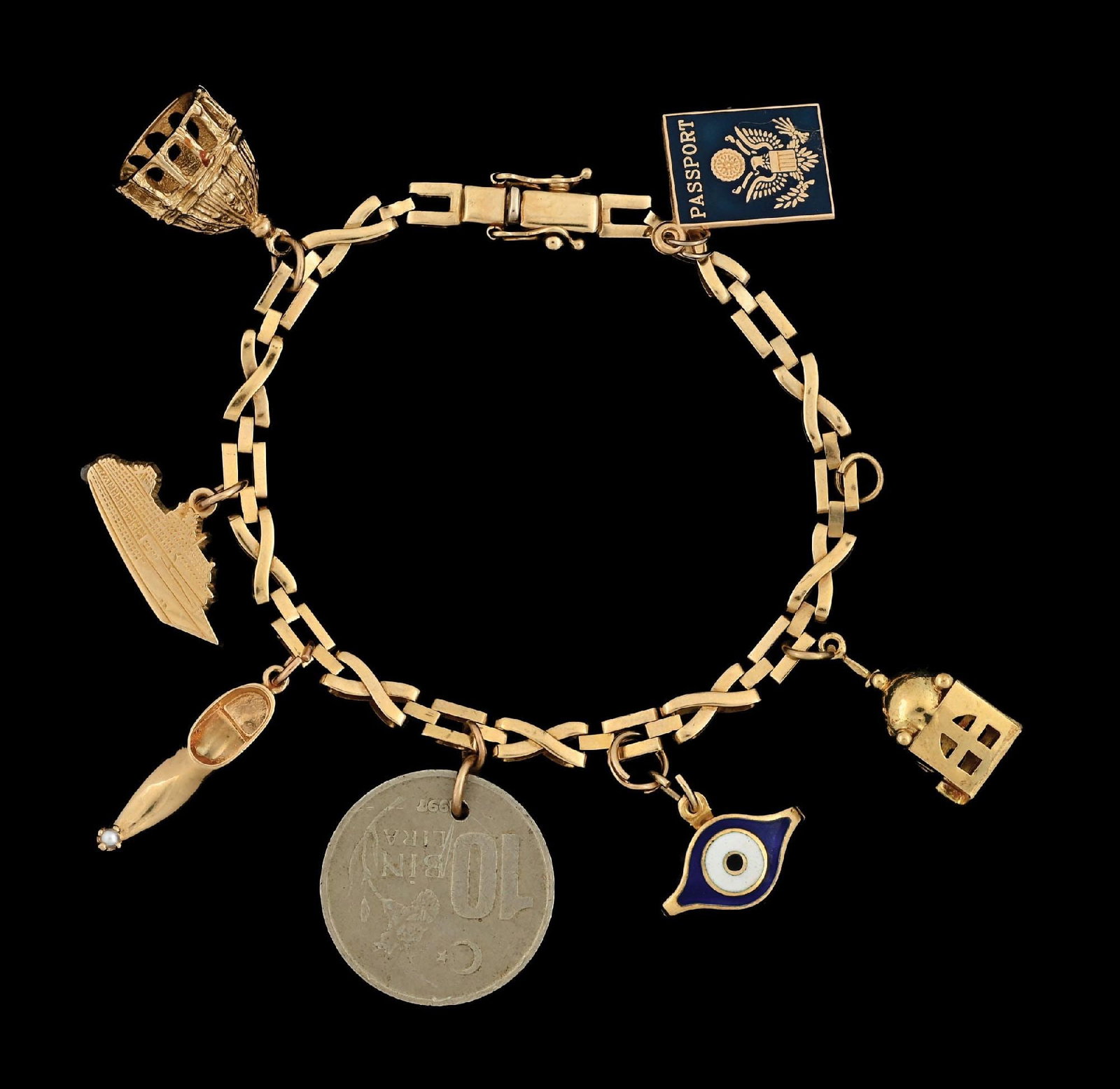 VINTAGE 14K GOLD CHARM BRACELET (1 of 4)