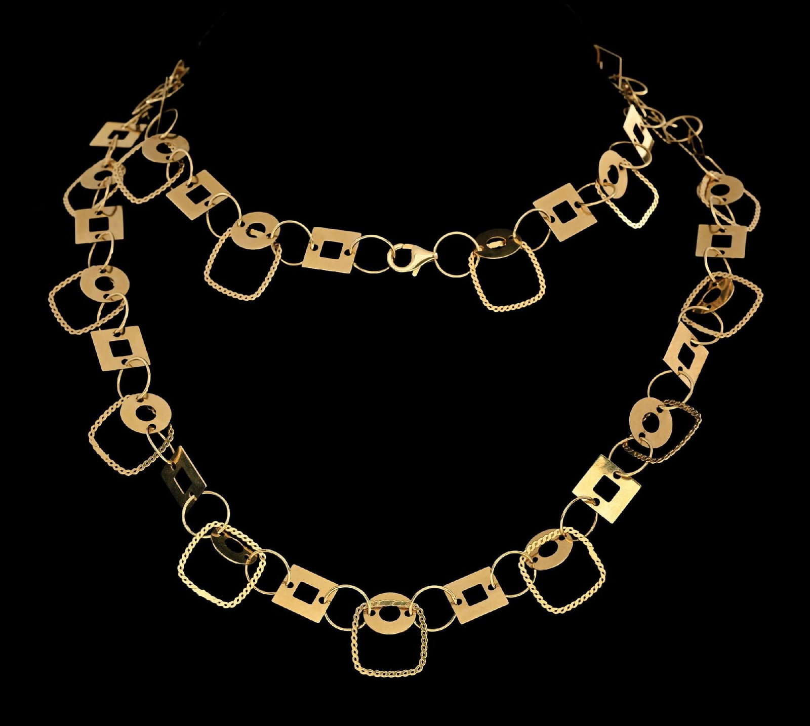 18K GOLD ITALIAN GEOMETRIC CHAIN LINK NECKLACE (1 of 5)