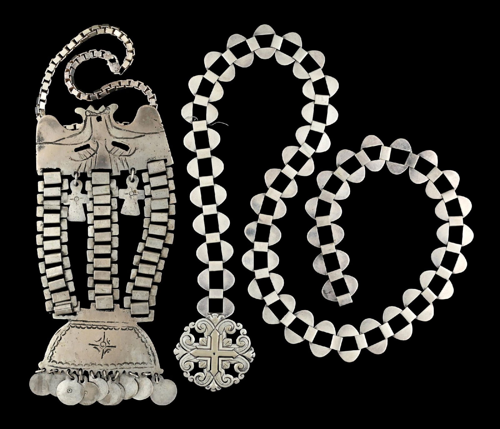 COLLECTION OF 2: MEXICAN SILVER NECKLACE & BELT (1 of 2)