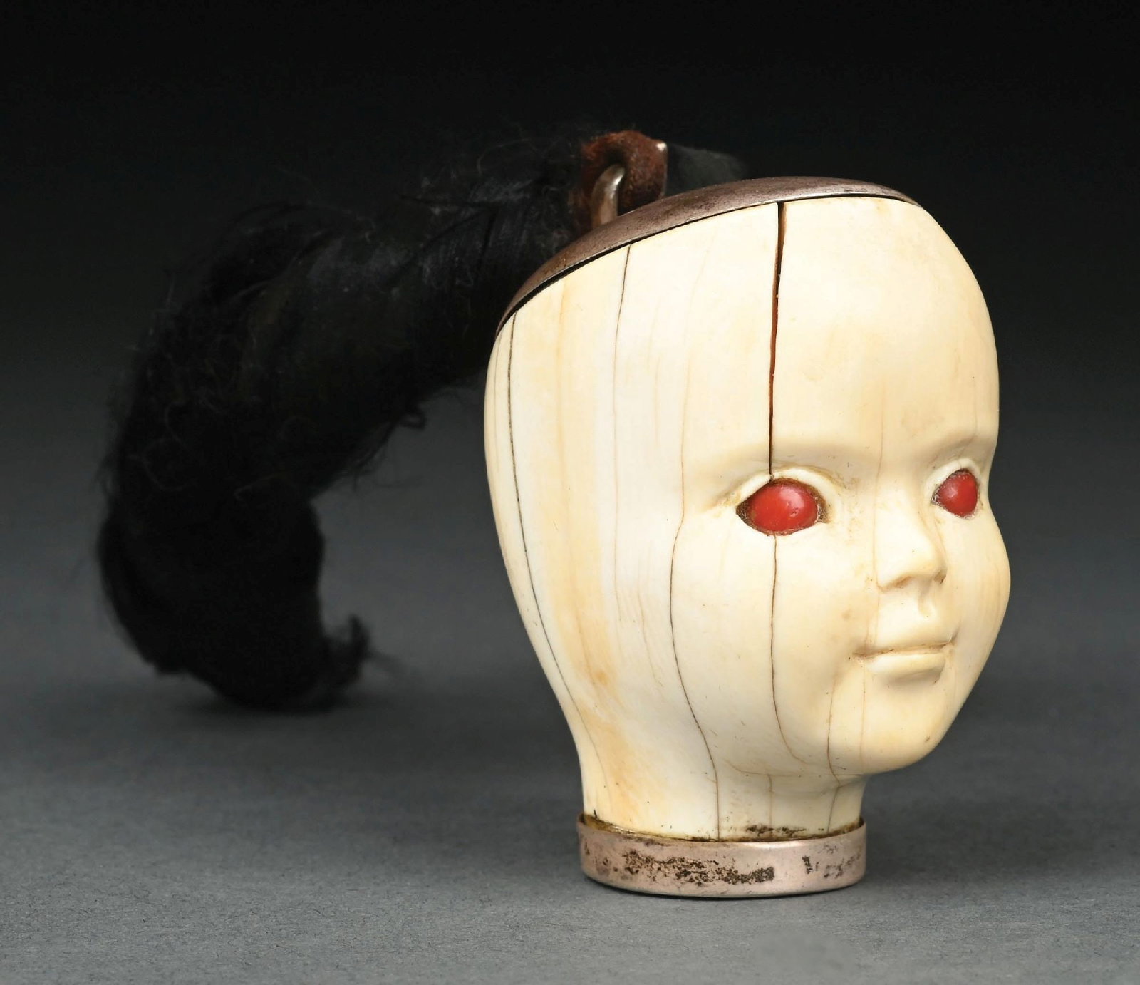 ELSA PERETTI CARVED IVORY & CORAL HEAD W/STERLING SILVER MOUNTS (1 of 6)