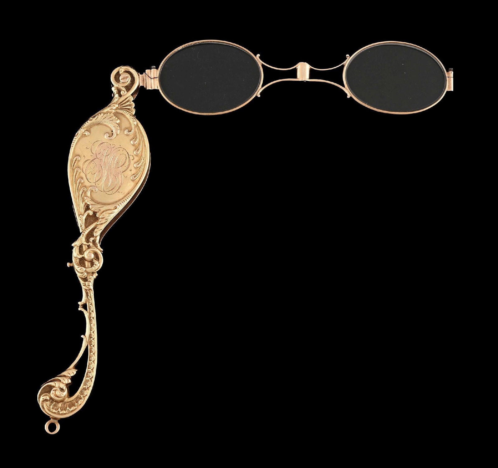 ANTIQUE 14K GOLD ORNATE LORGNETTE OPERA SPECTACLES (1 of 4)