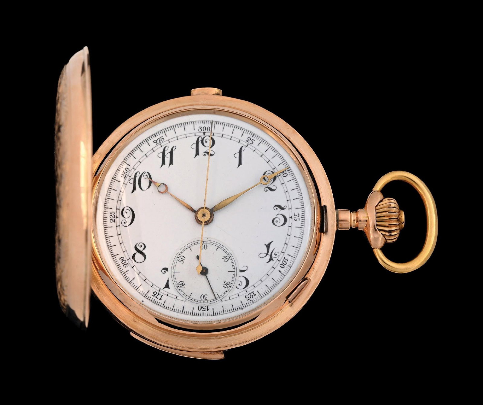 18K GOLD FABRIQUE GERMINAL SWISS MINUTE REPEATING H/C POCKET WATCH W/GRIFFINS (1 of 8)