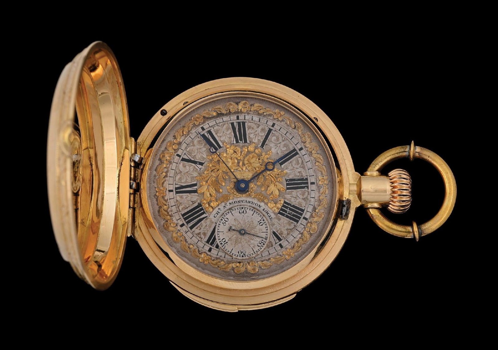 18K GOLD CHARLES MONTANDON BOW-SET MINUTE REPEATING H/C POCKET WATCH (1 of 9)