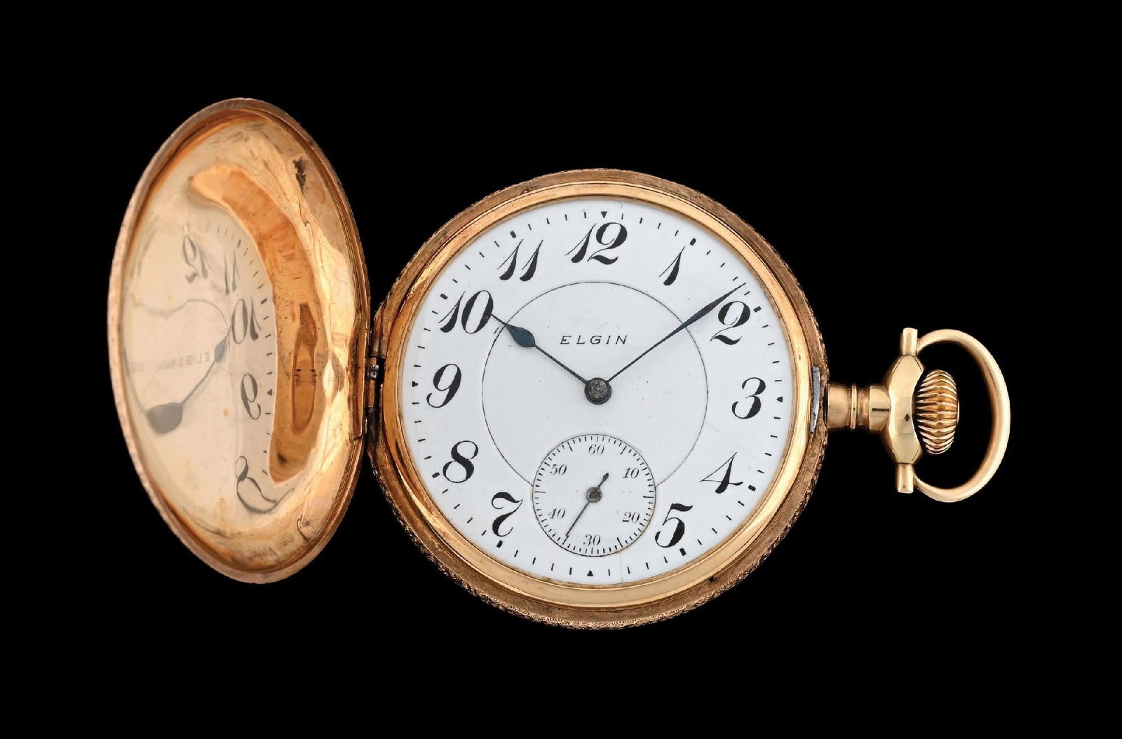 14K MULTI-COLOR ELGIN H/C POCKET WATCH DECORATED W/FLOWERS (1 of 8)