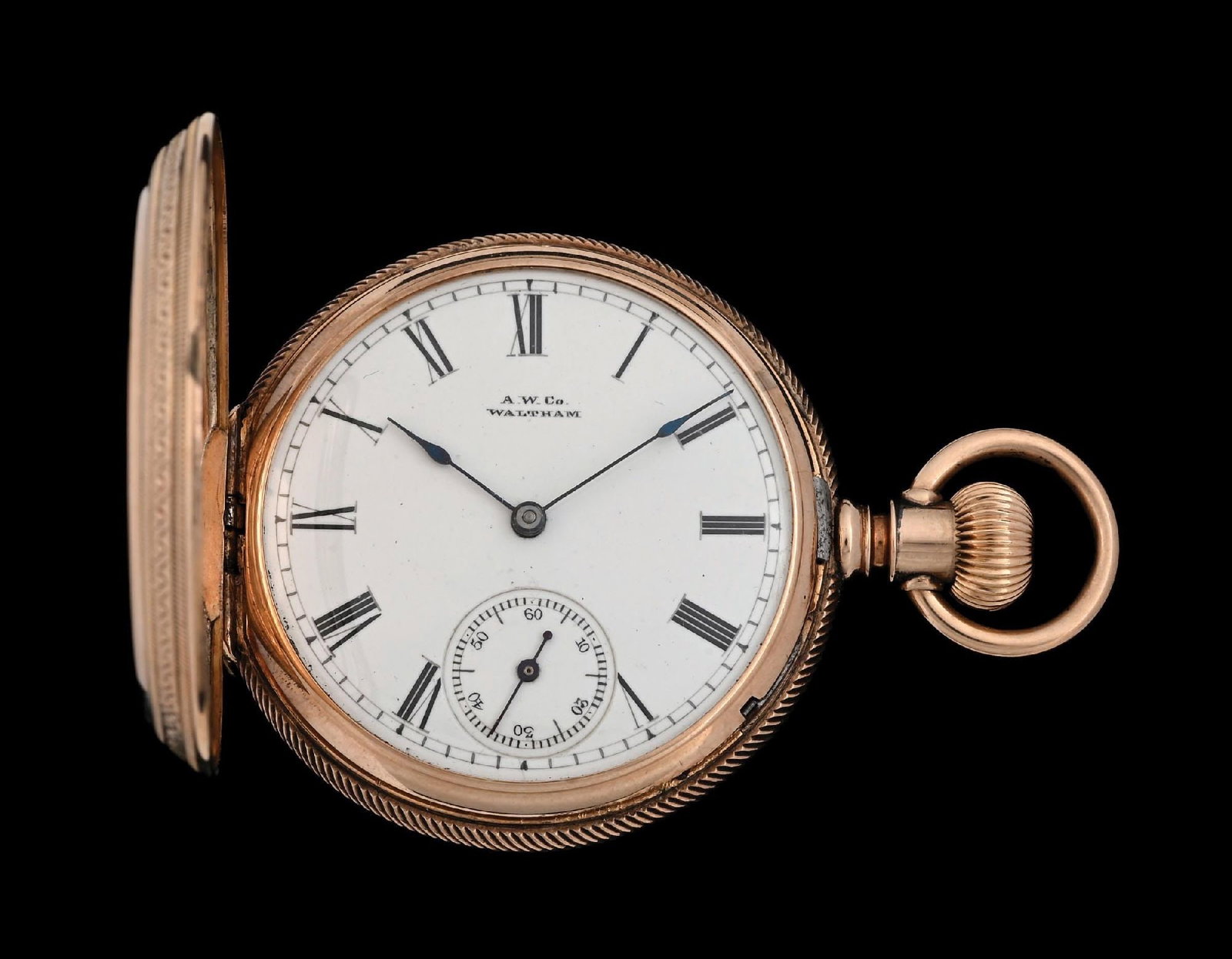 14K GOLD WALTHAM ENGRAVED H/C POCKET WATCH (1 of 9)