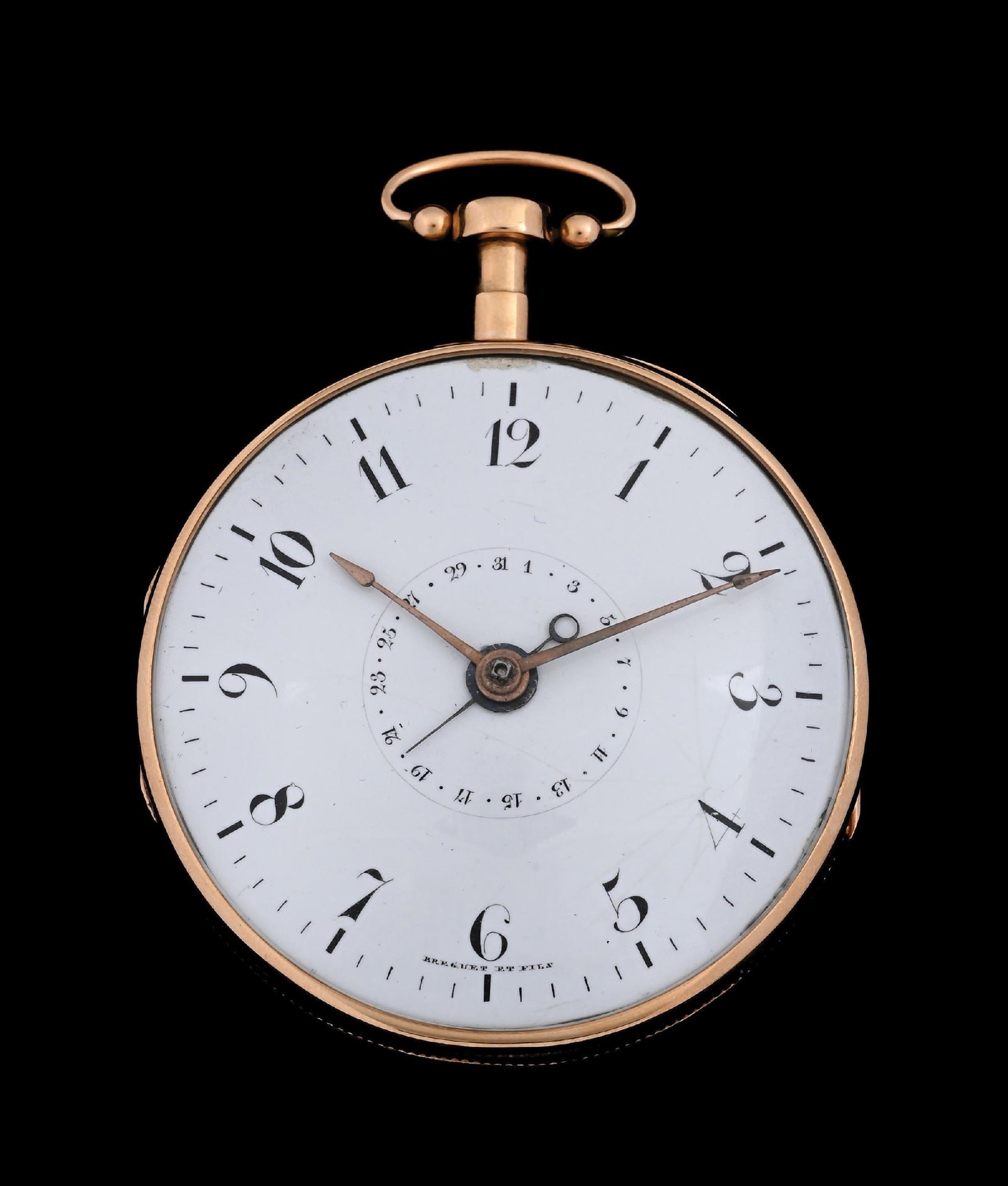 18K GOLD BREGUET & FILS, QUARTER-HOUR REPEATING O/F POCKET WATCH W/CALENDAR & KEY (1 of 7)