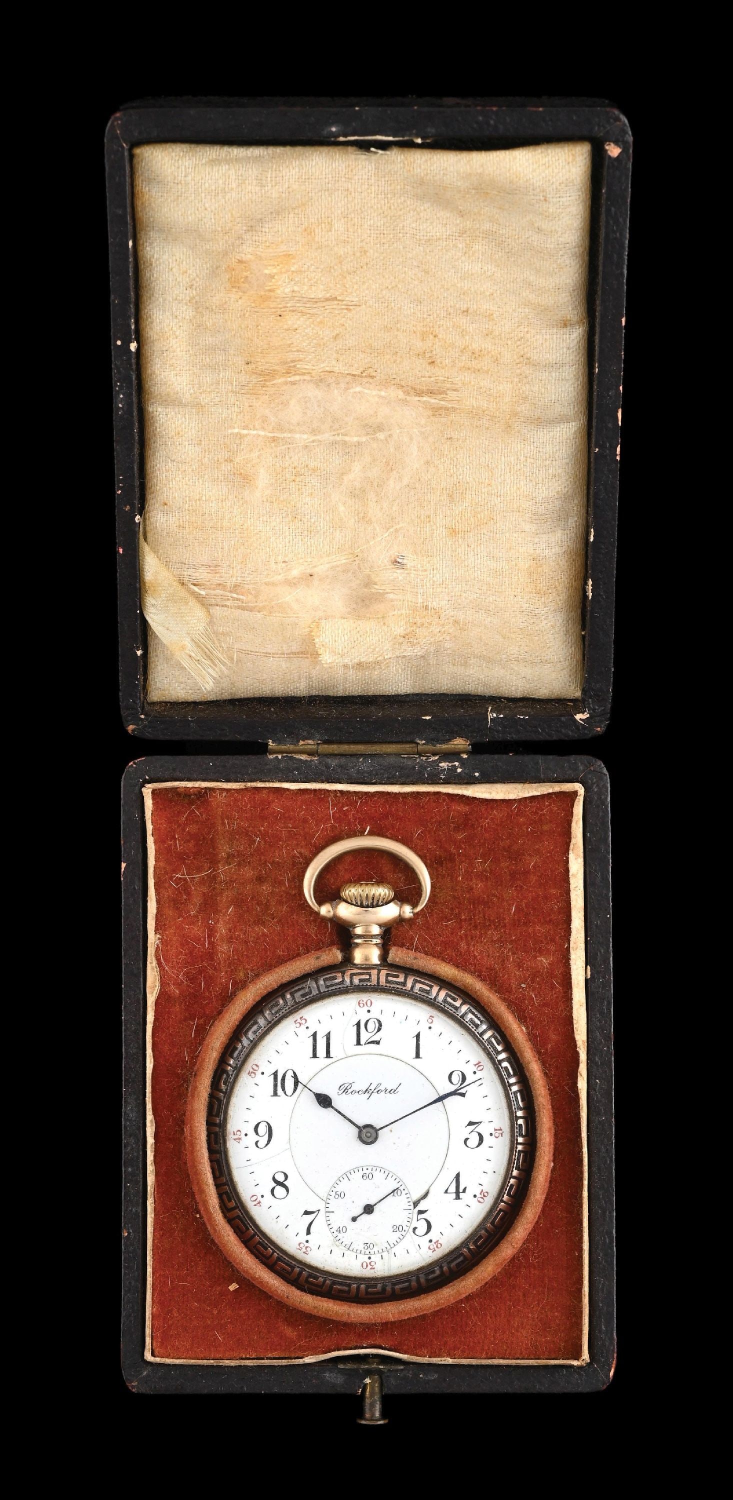 ROCKFORD STERLING SILVER O/F POCKET WATCH W/COPPER EAGLE OVERLAY & BOX (1 of 7)