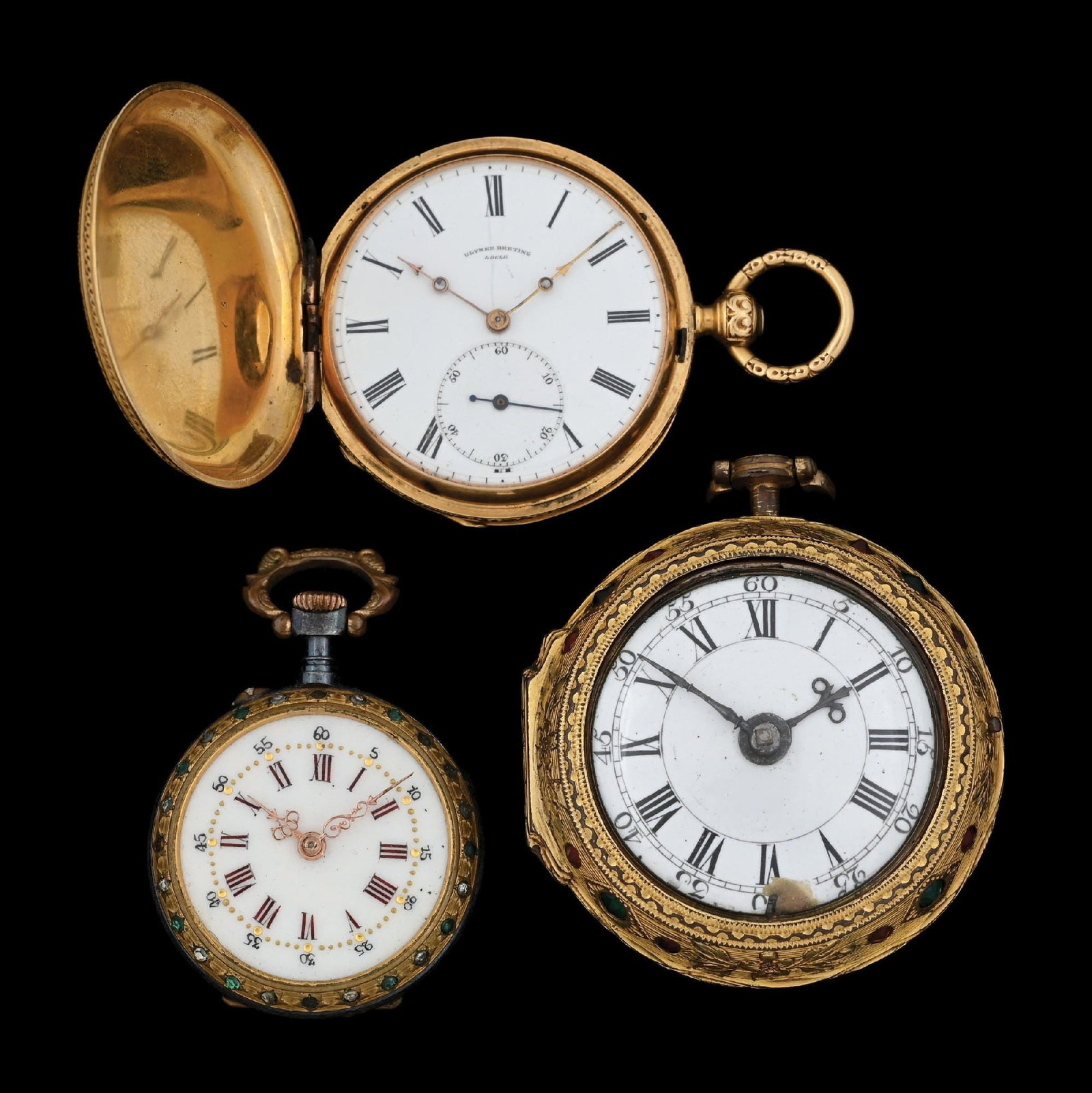 COLLECTION OF 3: ANTIQUE JEWELED POCKET WATCHES (1 of 3)