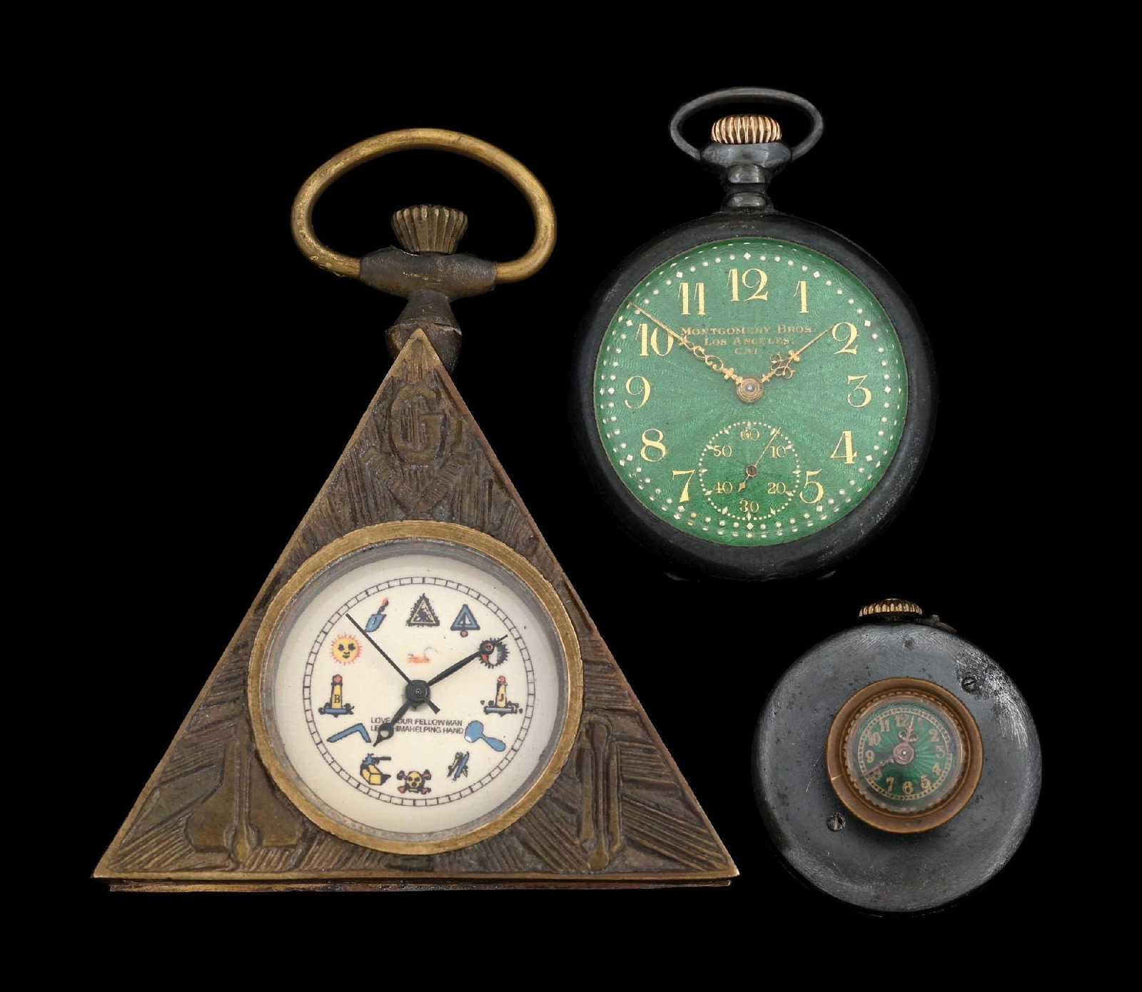 COLLECTION OF 3: ANTIQUE BUTTON HOLE & O/F POCKET WATCHES (1 of 3)
