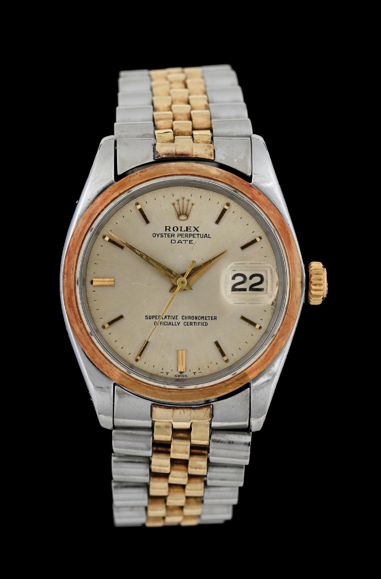 VINTAGE ROLEX OYSTER PERPETUAL 34MM DATE IN GOLD & STEEL, REF. 1500 (1 of 5)