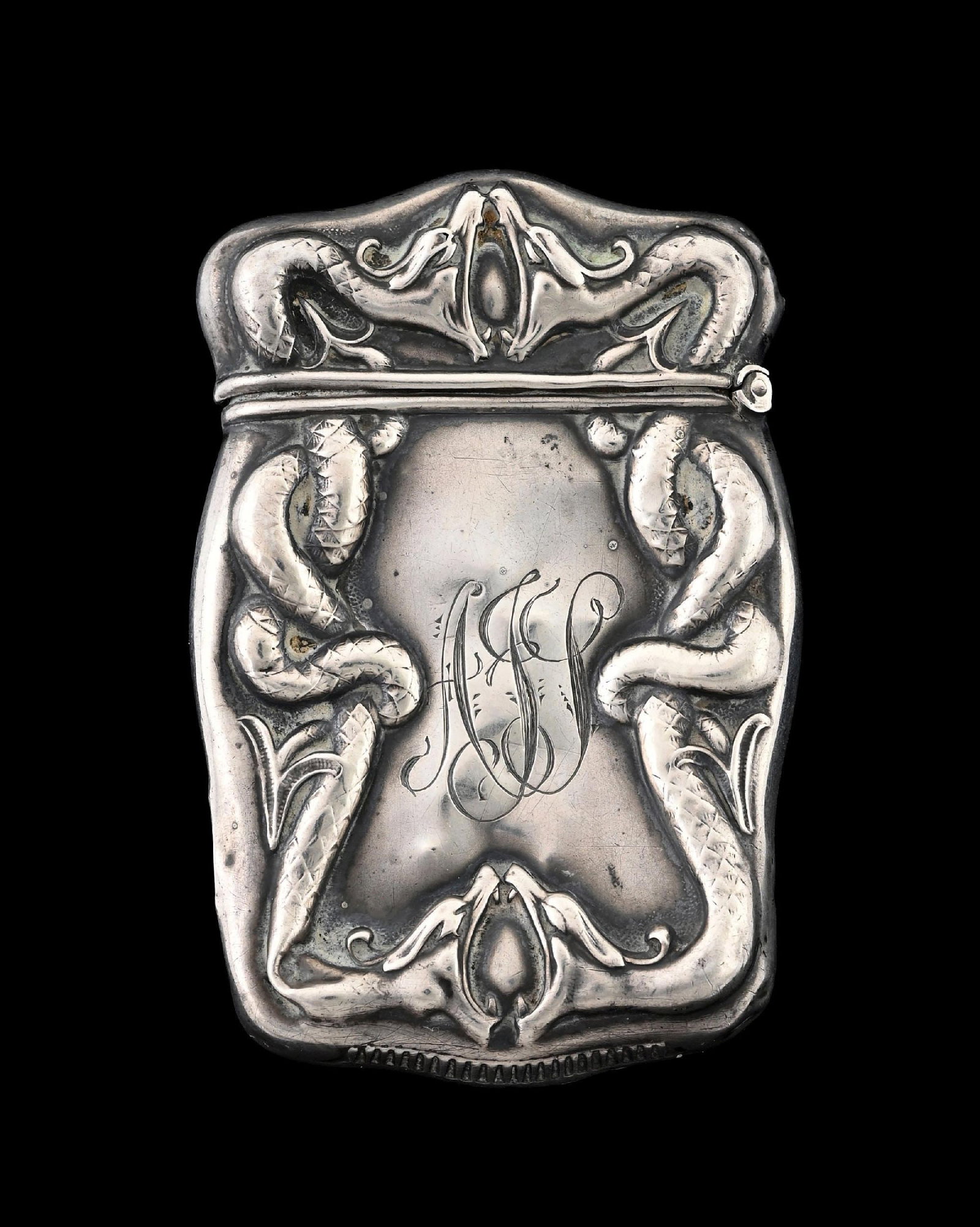 DEVIL & SERPENT STERLING SILVER MATCH SAFE - 2