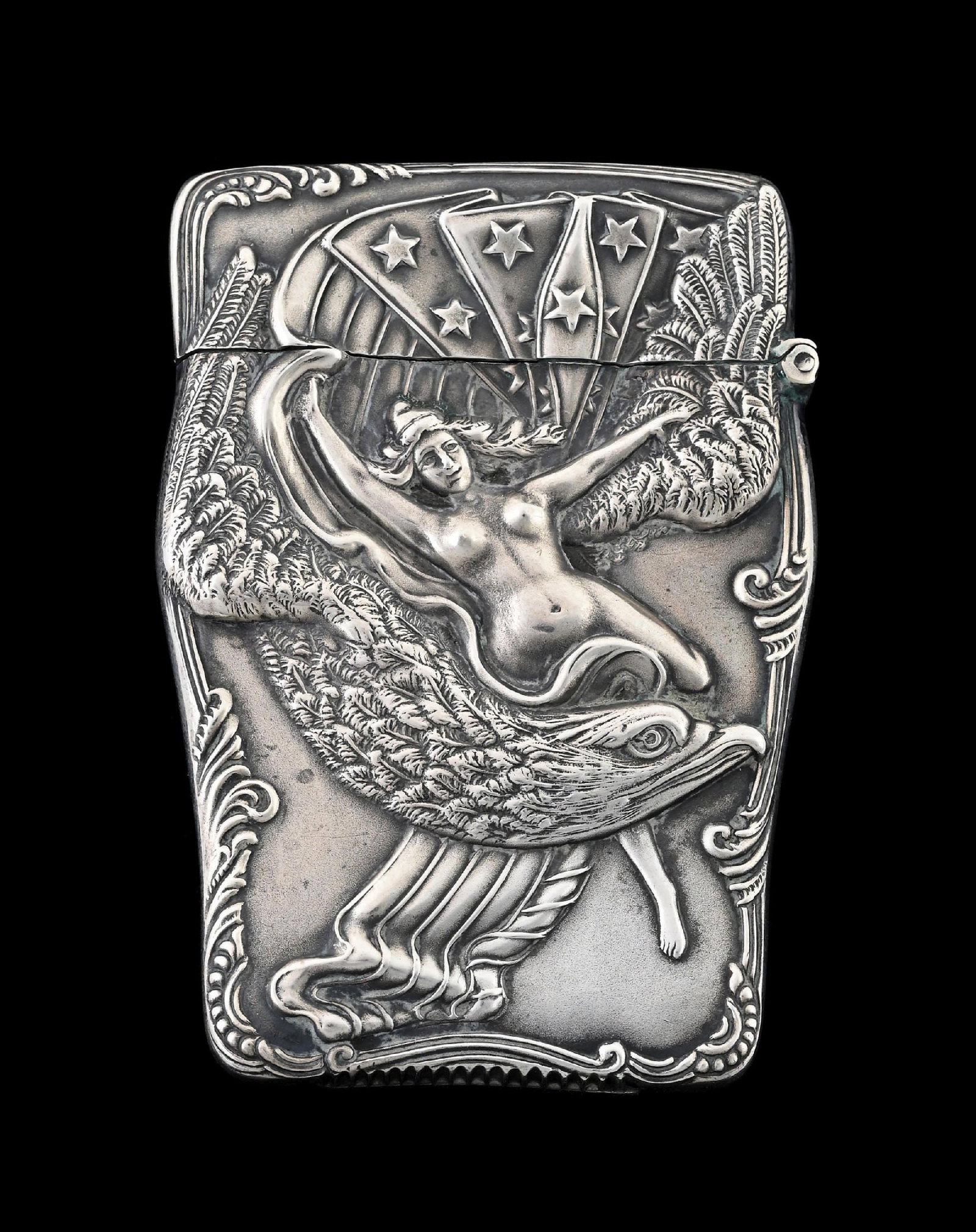 STERLING SILVER MATCH SAFE PATRIOTIC MOTIF (1 of 4)