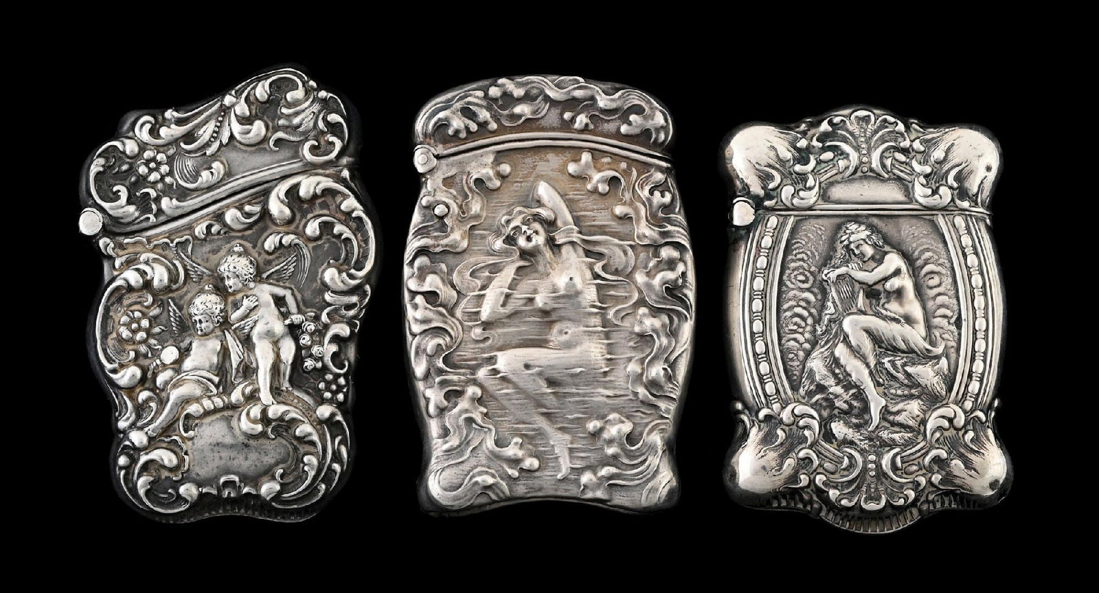 COLLECTION OF 3: UNGER BROS. STERLING SILVER MATCH SAFES (1 of 5)