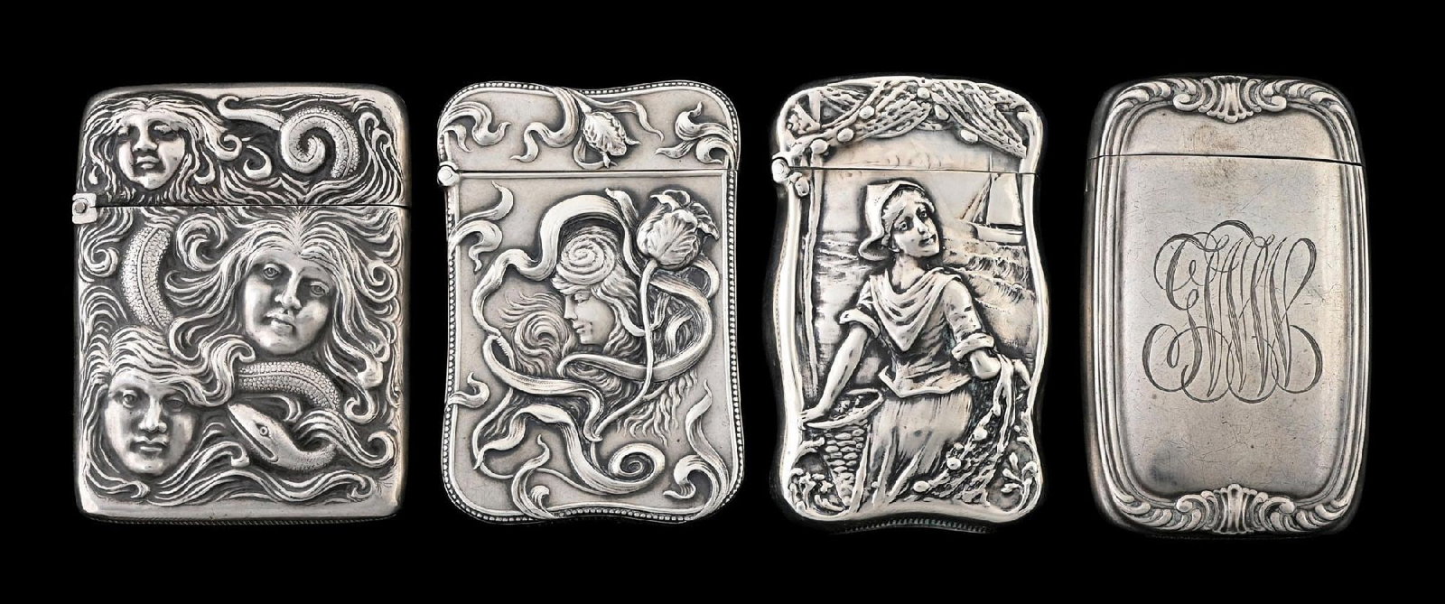 COLLECTION OF 4: STERLING SILVER MATCH SAFES (1 of 6)