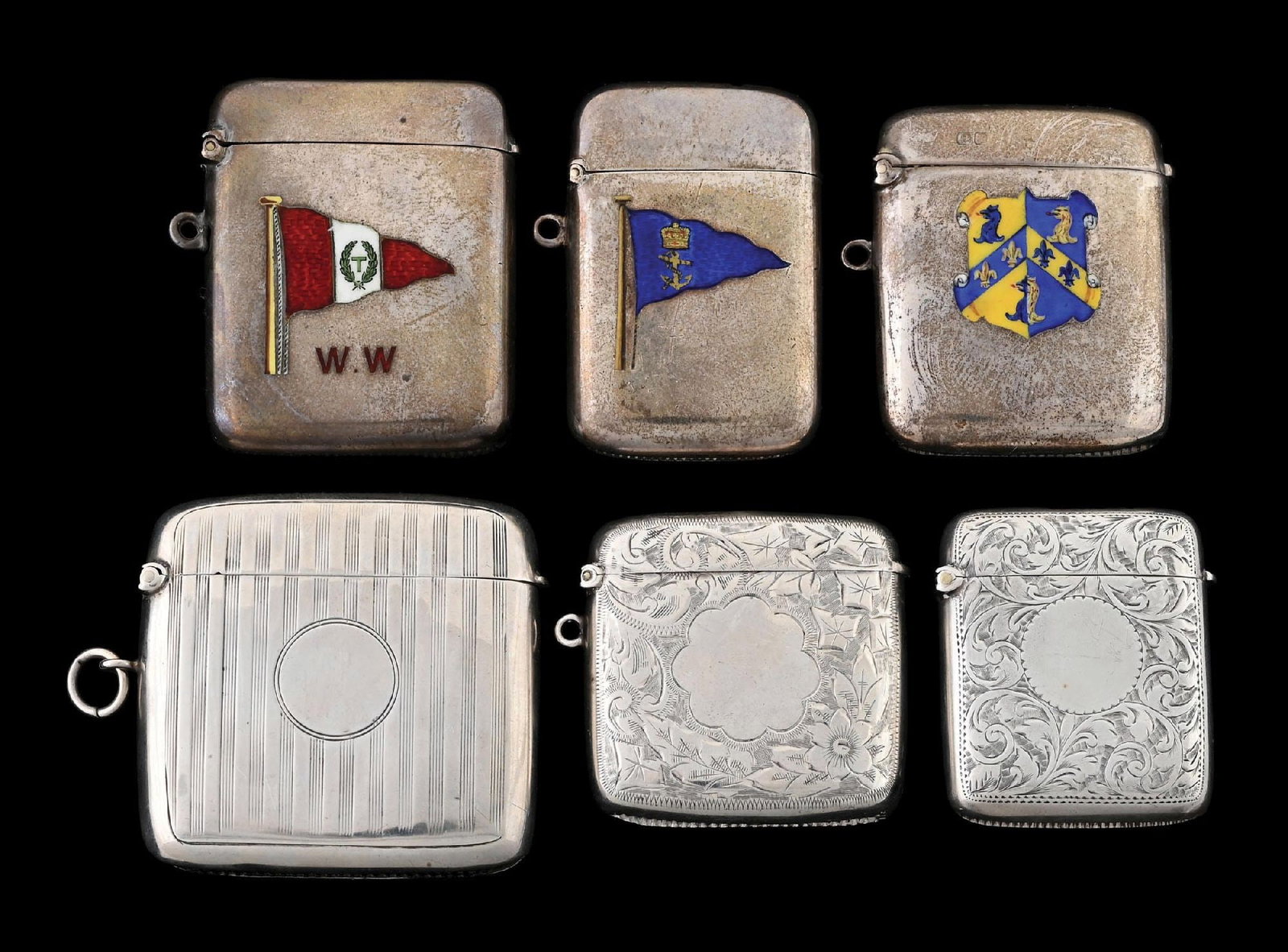 COLLECTION OF 6: ENGLISH STERLING SILVER MATCH SAFES (1 of 2)