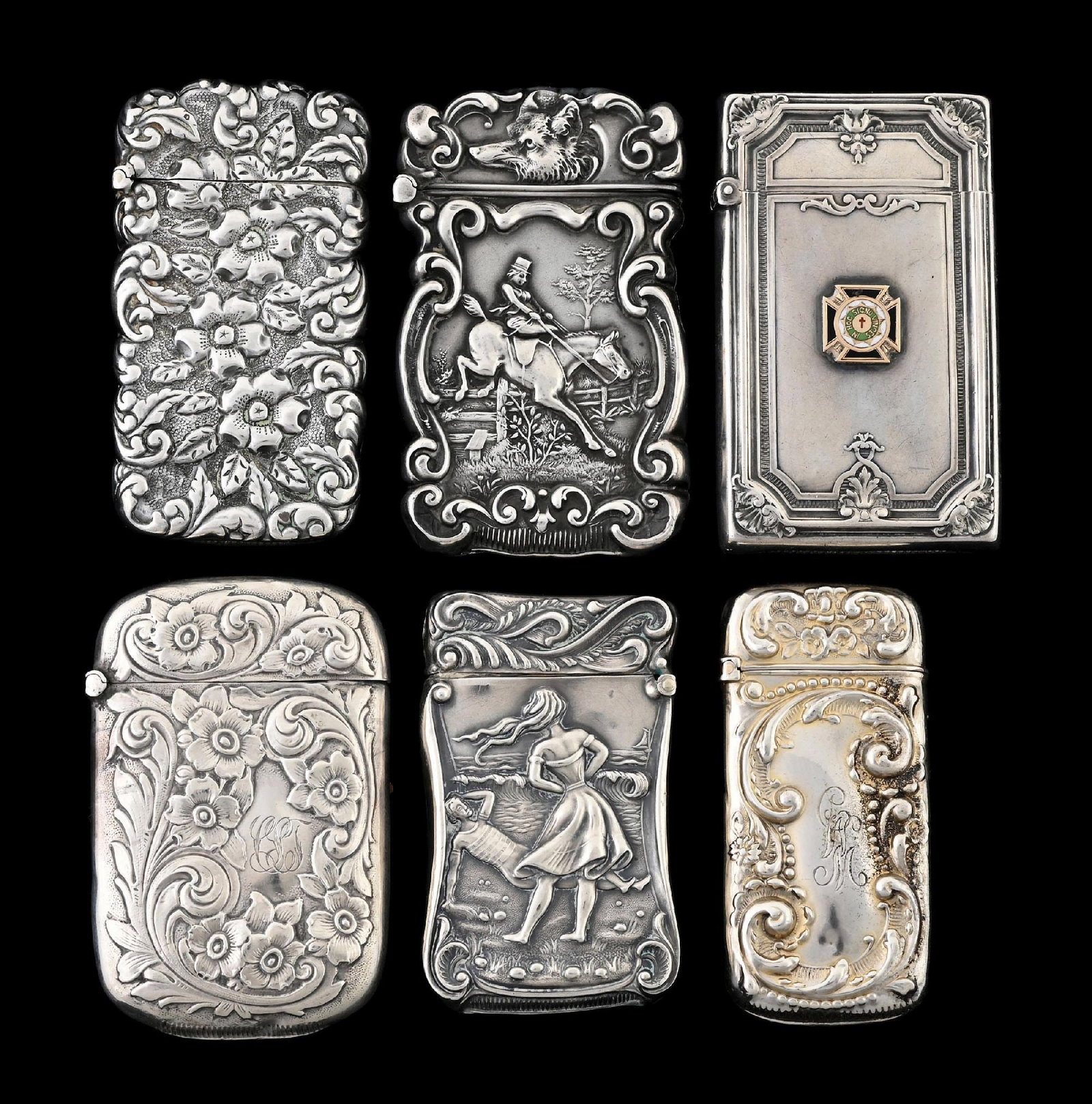 COLLECTION OF 6: STERLING SILVER MATCH SAFES (1 of 2)