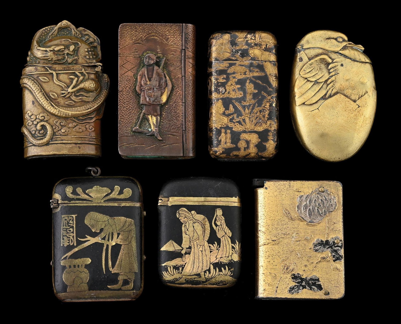 COLLECTION OF 7: JAPANESE MATCH SAFES (1 of 2)