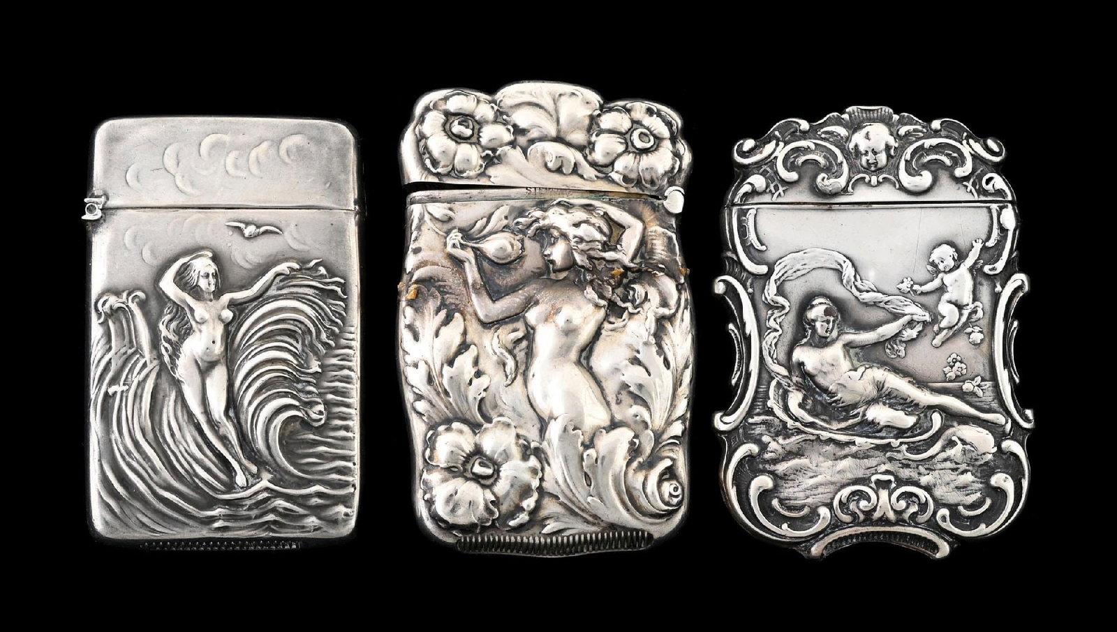 COLLECTION OF 3: STERLING SILVER MATCH SAFES (1 of 5)