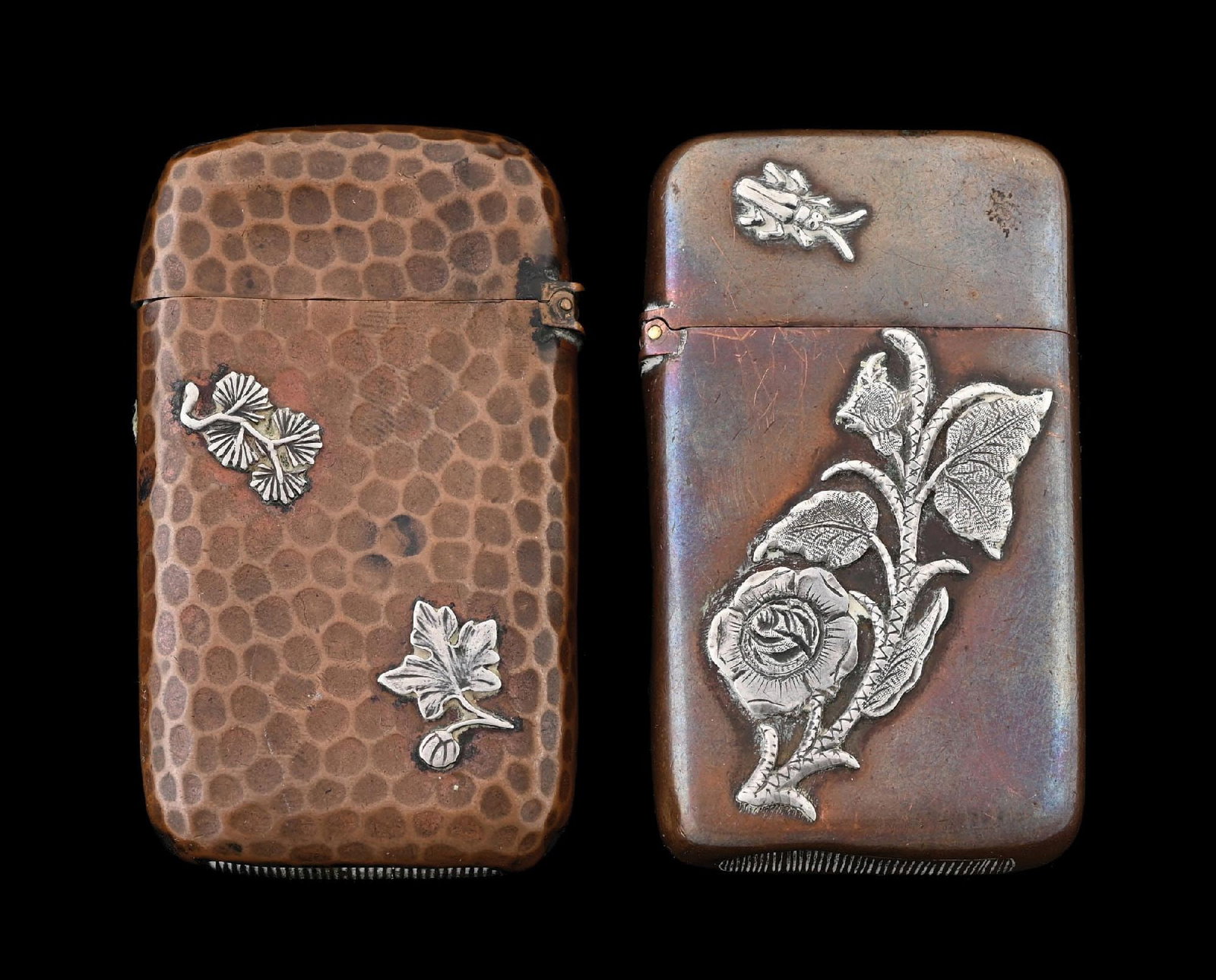 COLLECTION OF 2: GORHAM MIXED METAL MATCH SAFES, COPPER & STERLING (1 of 5)