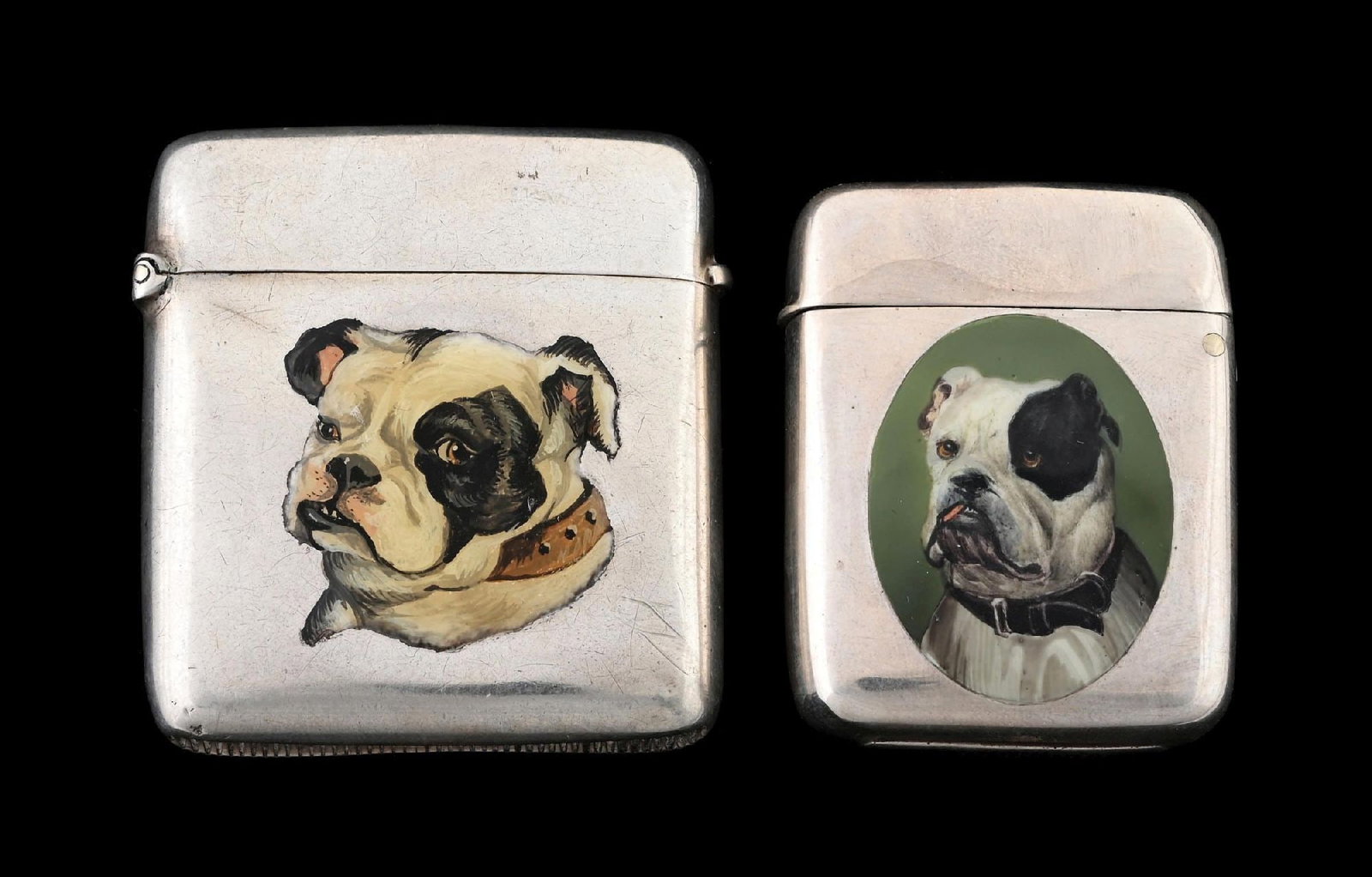 COLLECTION OF 2: ENGLISH STERLING & ENAMEL MATCH SAFES (1 of 4)