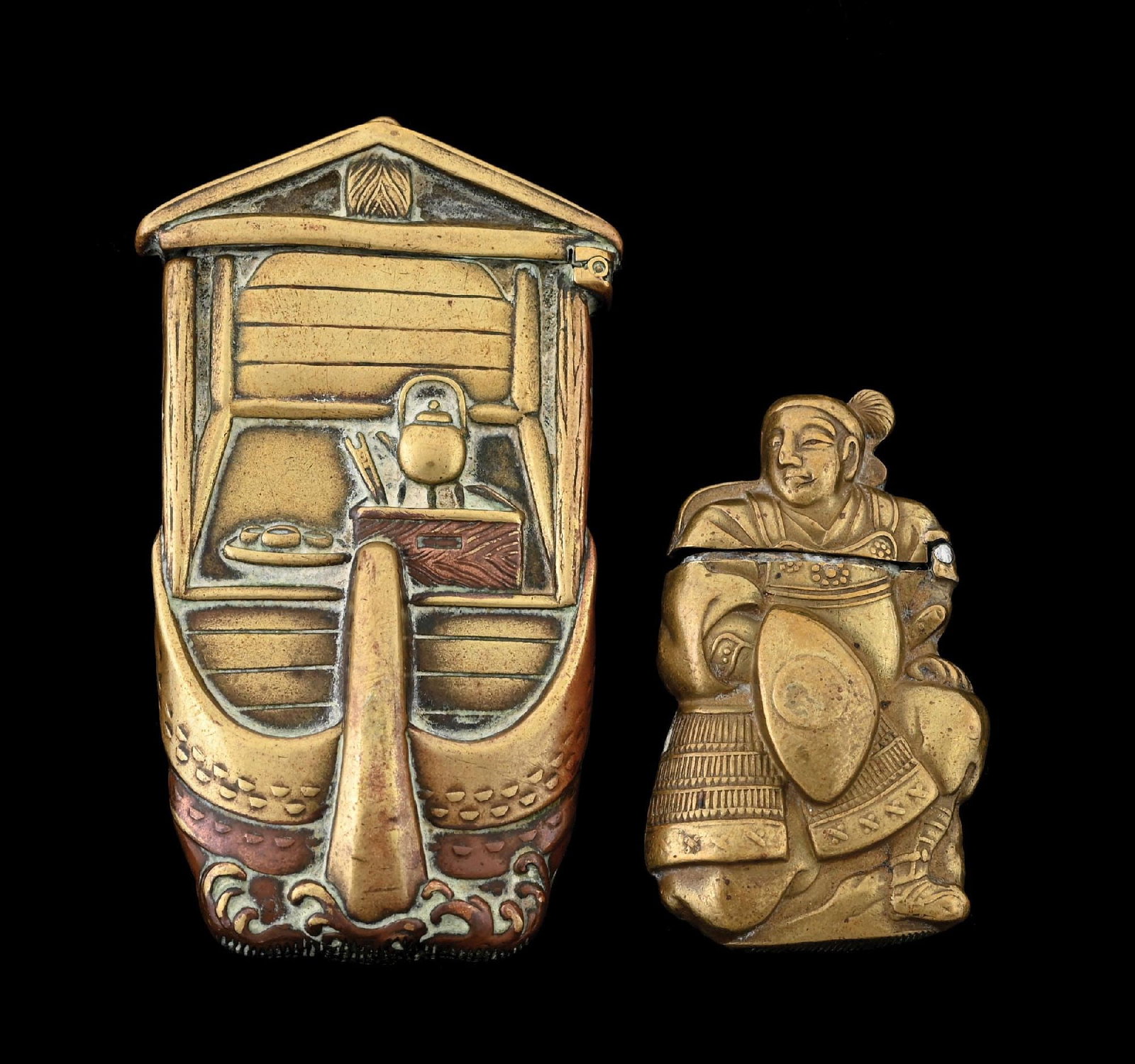 COLLECTION OF 2: JAPANESE BRASS MATCH SAFES (1 of 2)