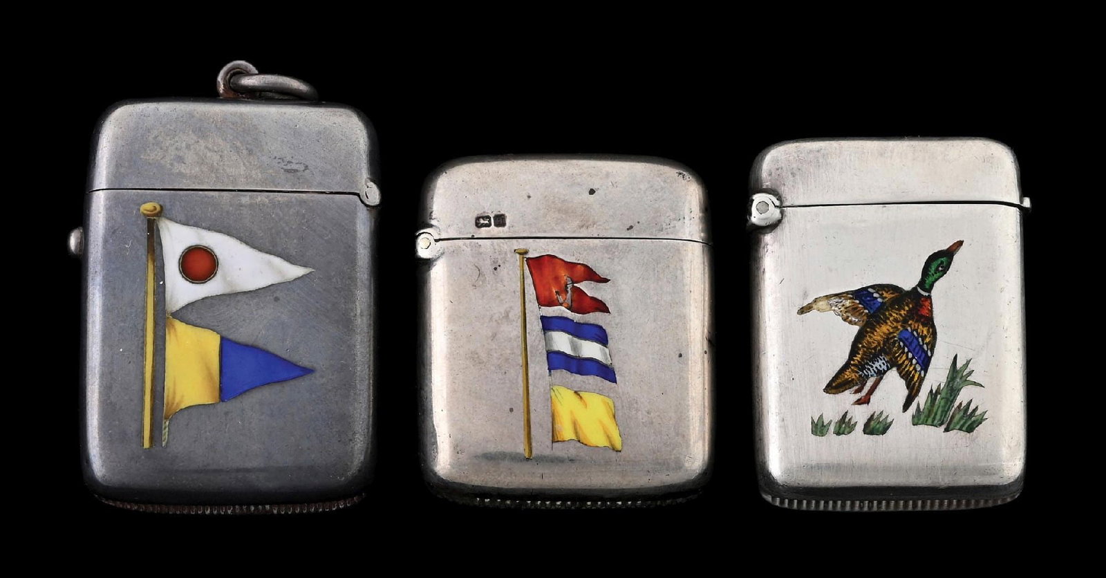 COLLECTION OF 3: ENGLISH STERLING & ENAMEL MATCH SAFES (1 of 7)