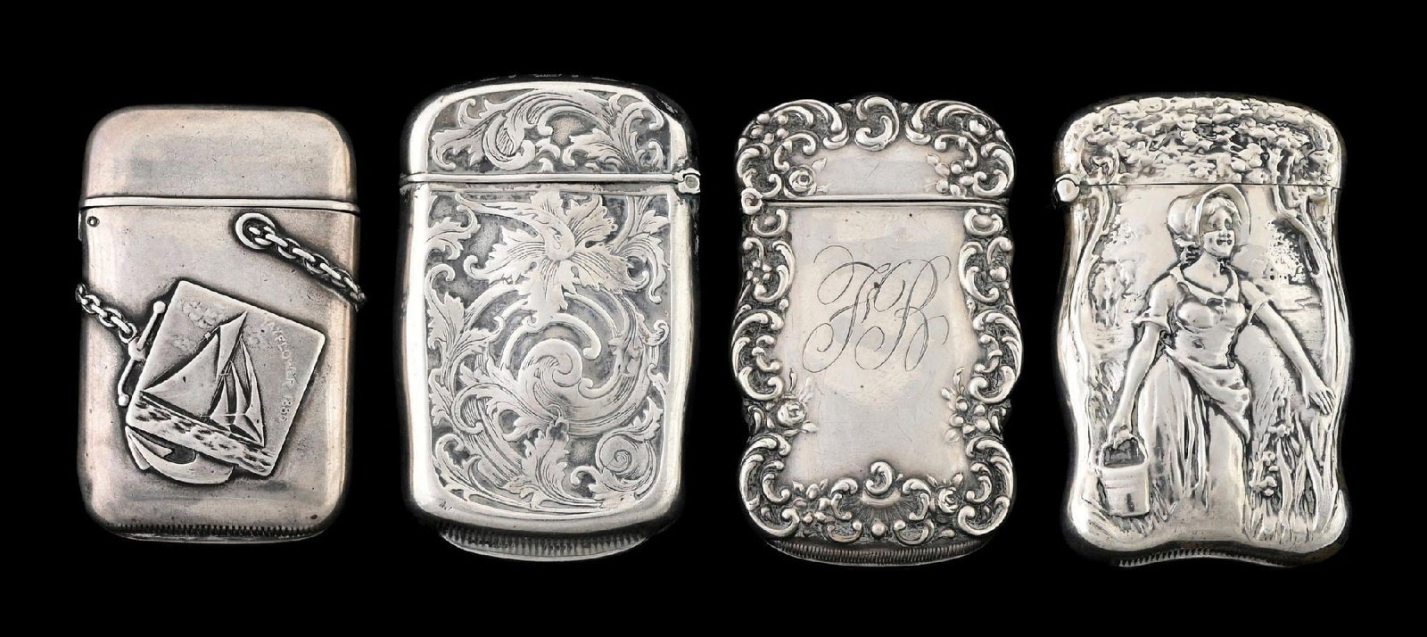 COLLECTION OF 4: STERLING SILVER MATCH SAFES (1 of 6)