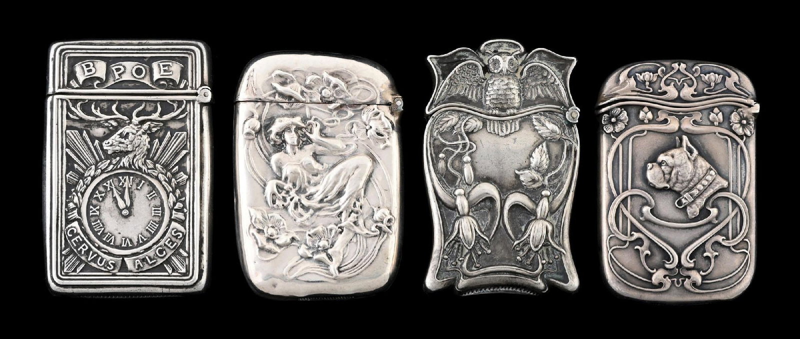 COLLECTION OF 4: STERLING SILVER MATCH SAFES, 3 GORHAM, 1 SIMMONS (1 of 6)