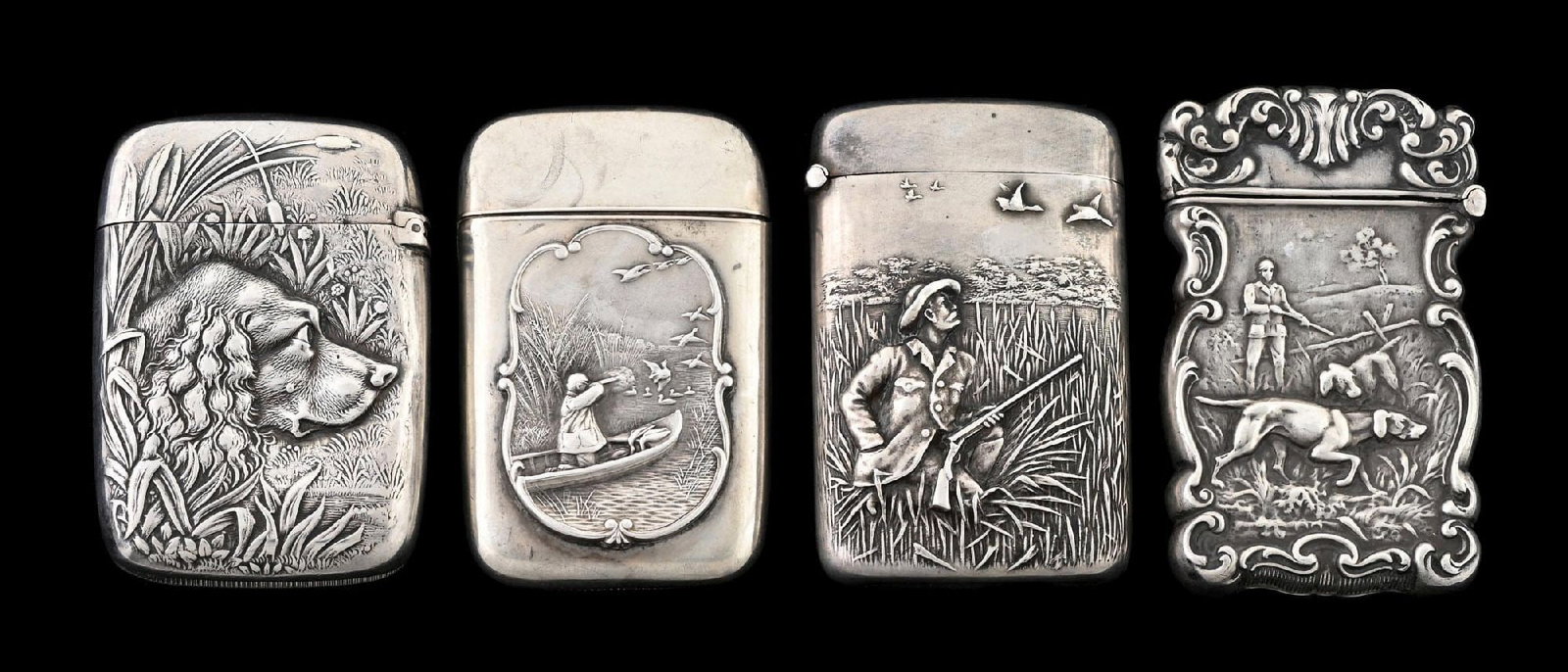 COLLECTION OF 4: STERLING SILVER MATCH SAFES (1 of 6)