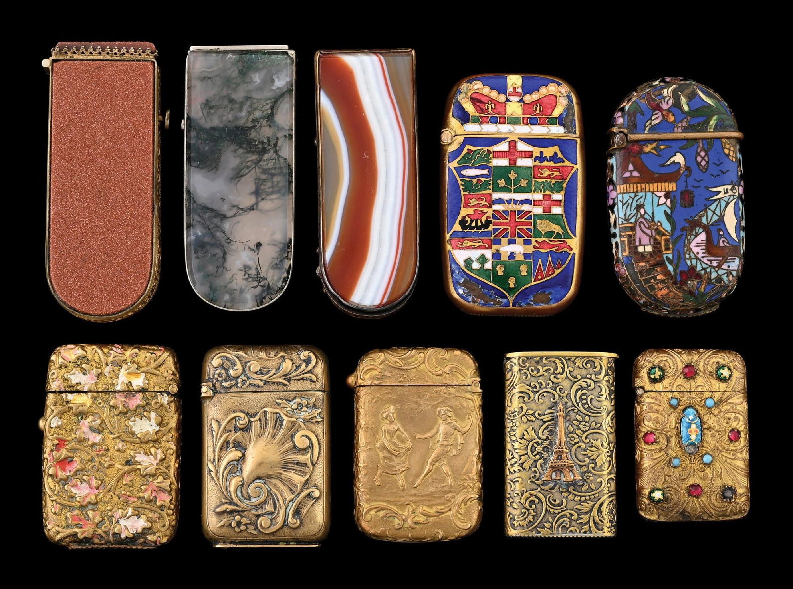 COLLECTION OF 10: MATCH SAFES (1 of 2)