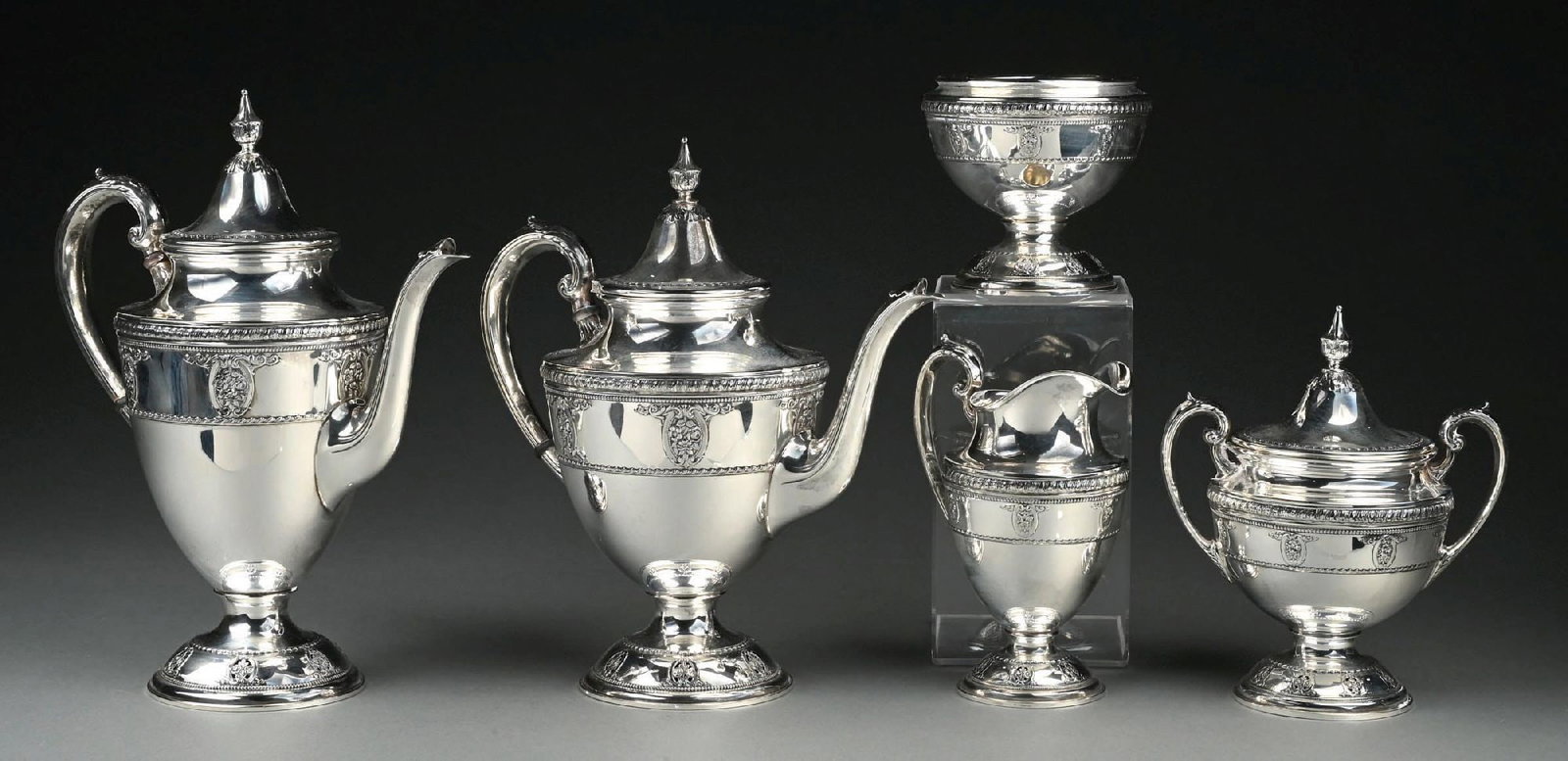 A WALLACE STERLING TEA AND COFFEE SERVICE (1 of 5)
