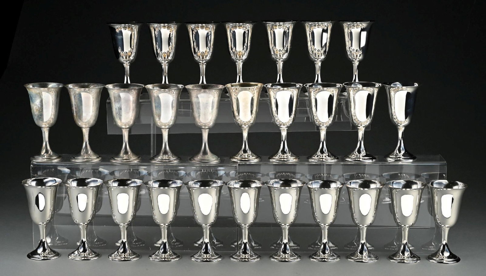 COLLECTION OF 28: ALVIN CO. STERLING SILVER S249 WINE GOBLETS (1 of 3)