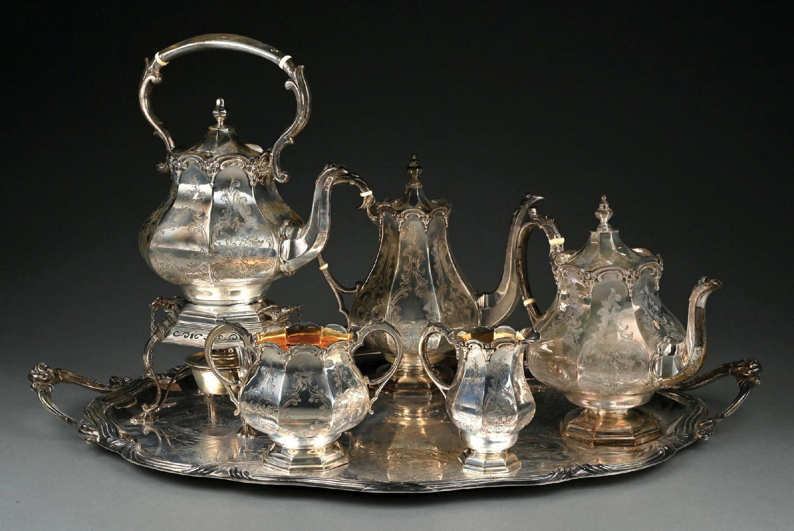 6-PIECE ENGLISH STERLING SILVER TEA SERVICE SET (1 of 4)