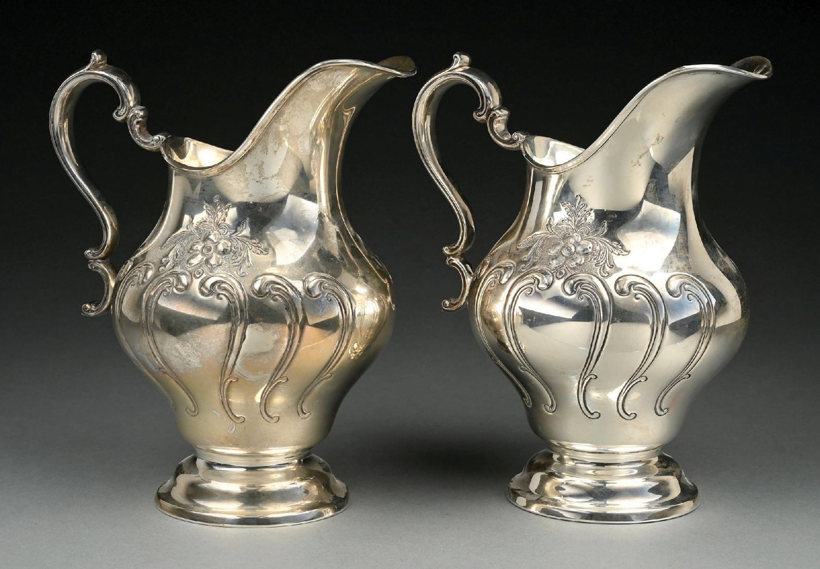 COLLECTION OF 2: GORHAM MFG. CO. "CHANTILLY" 1031-2 HAND-CHASED STERLING SILVER 4-3/8 PINT WATER: Light tarnish. Gross weight: 55.1 ozt Condition: (Very Good - Excellent). Dimensions: